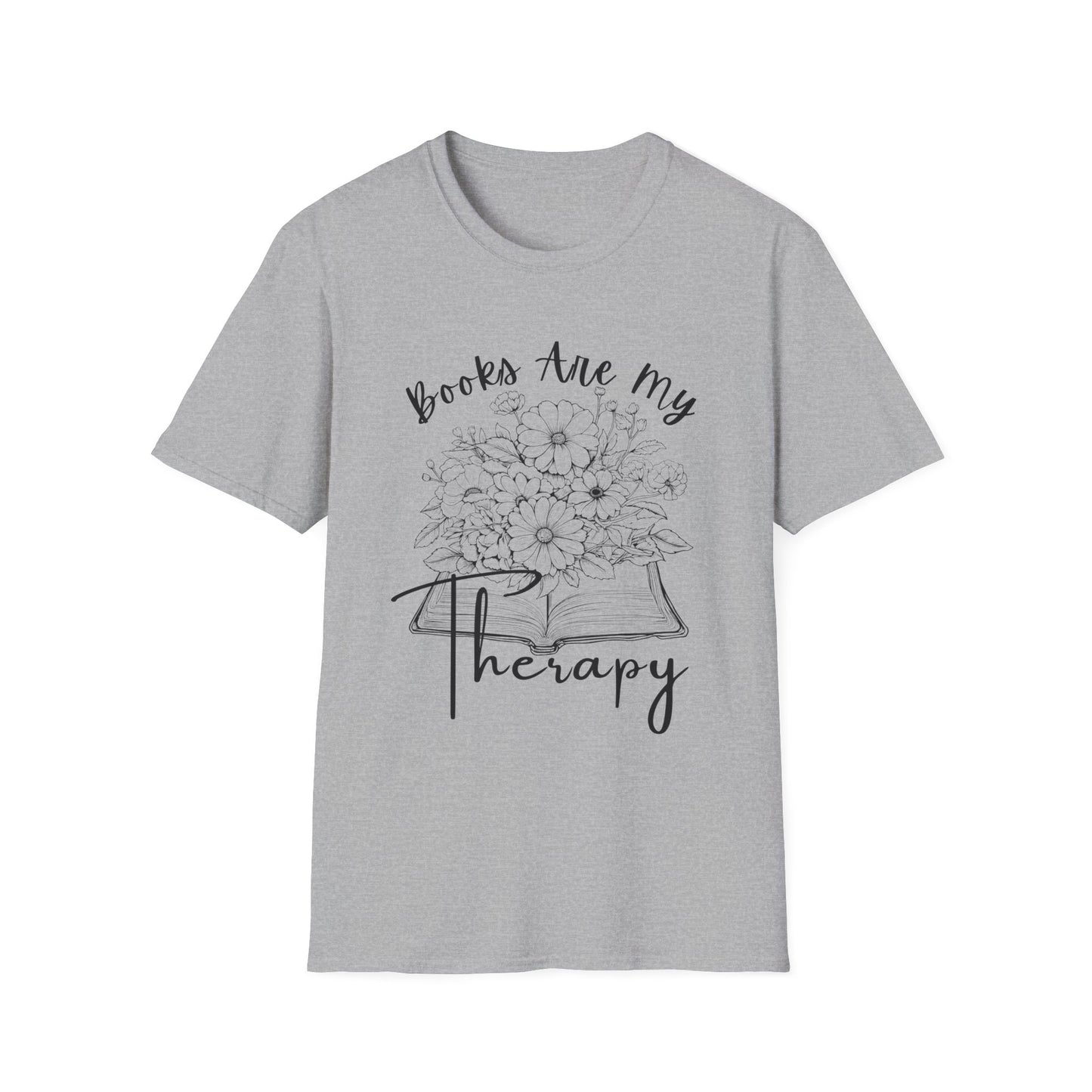 Books Are My Therapy T-Shirt, Cozy Floral Book Lover Tee