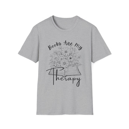 Books Are My Therapy T-Shirt, Cozy Floral Book Lover Tee