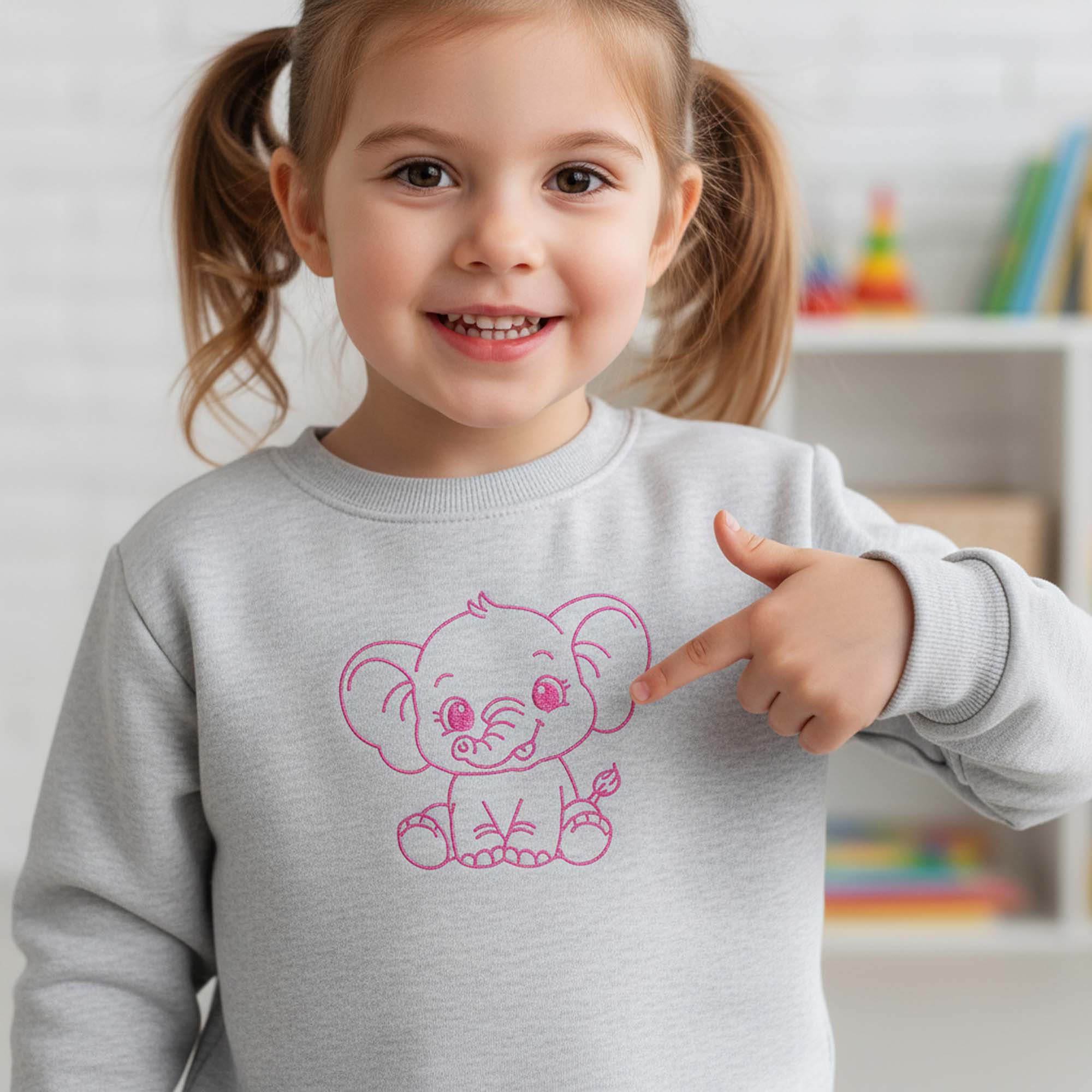 Cartoon Baby Elephant Machine Embroidery Design