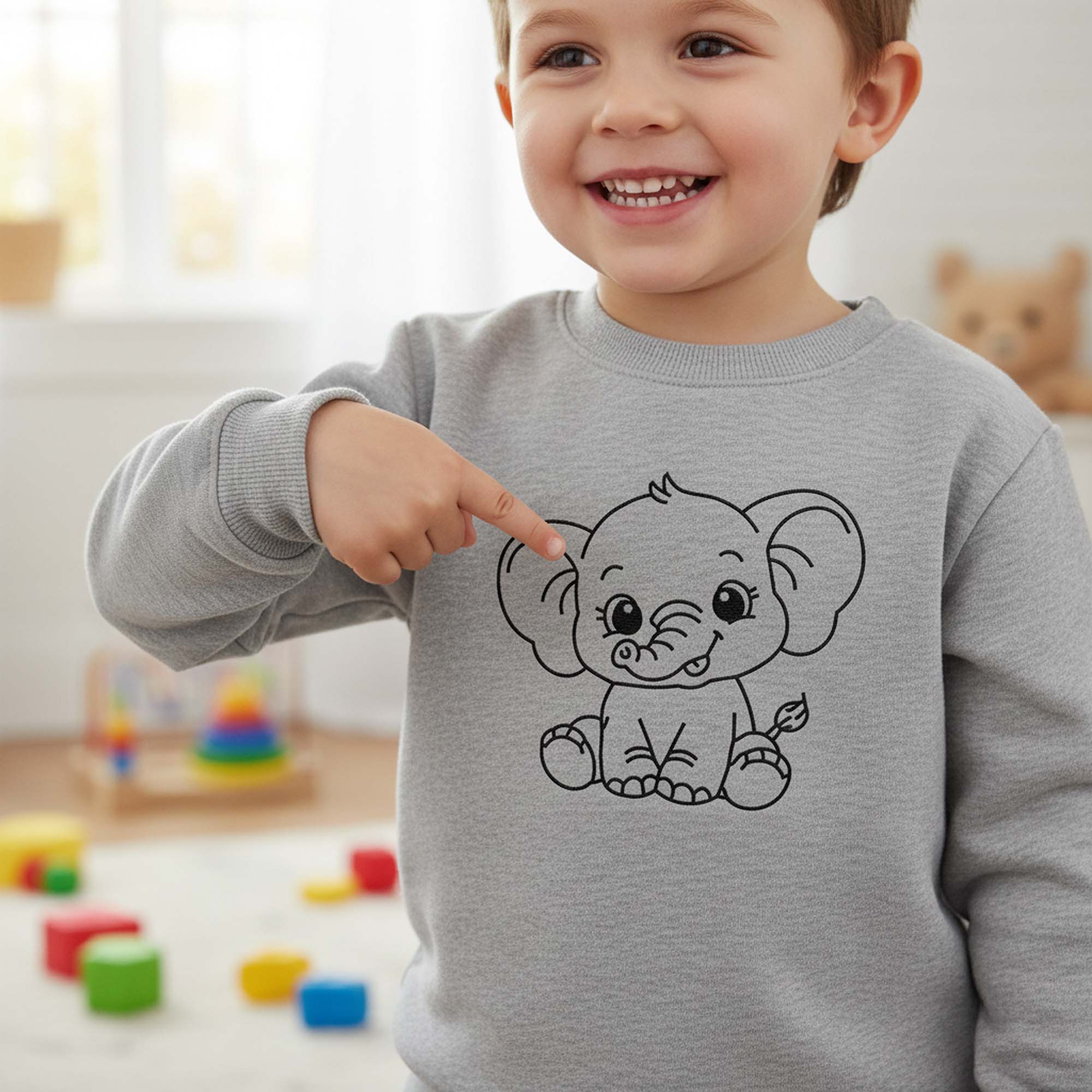 Cartoon Baby Elephant Machine Embroidery Design
