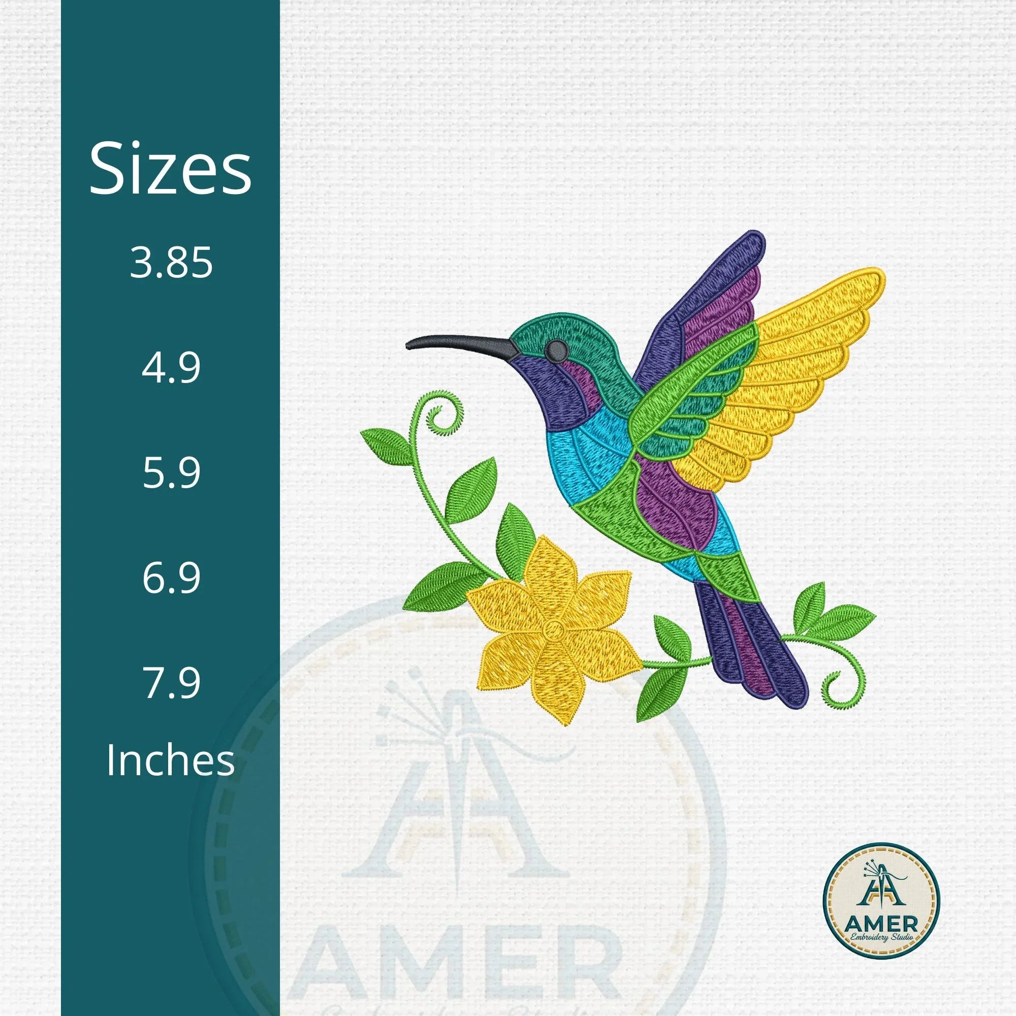 Hummingbird Embroidery Design, Colorful Bird with Flower - ReadTee