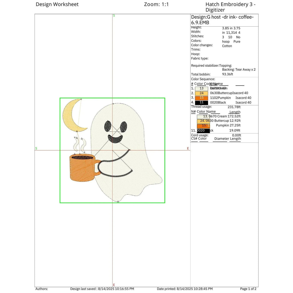 Cute Ghost Drinking Coffee Embroidery Design, Halloween Coffee Lover Machine Embroidery Digital Files, Trick or Treat Ghost - ReadTee