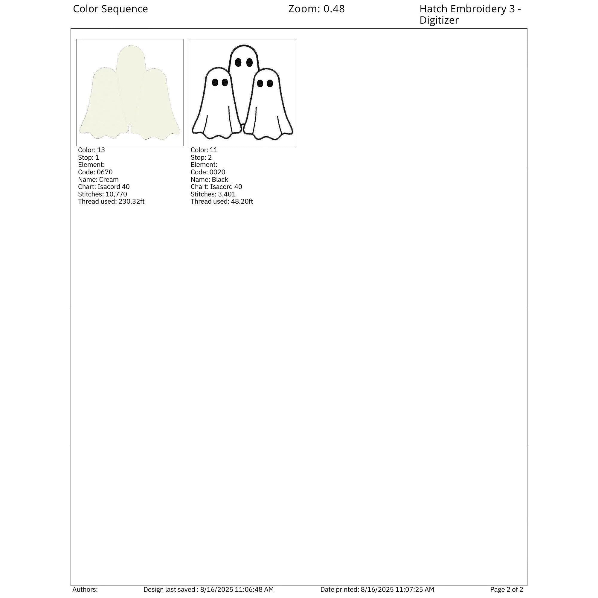 Three Ghosts Machine Embroidery Design | Spooky Halloween Pattern (Digital Files) - ReadTee