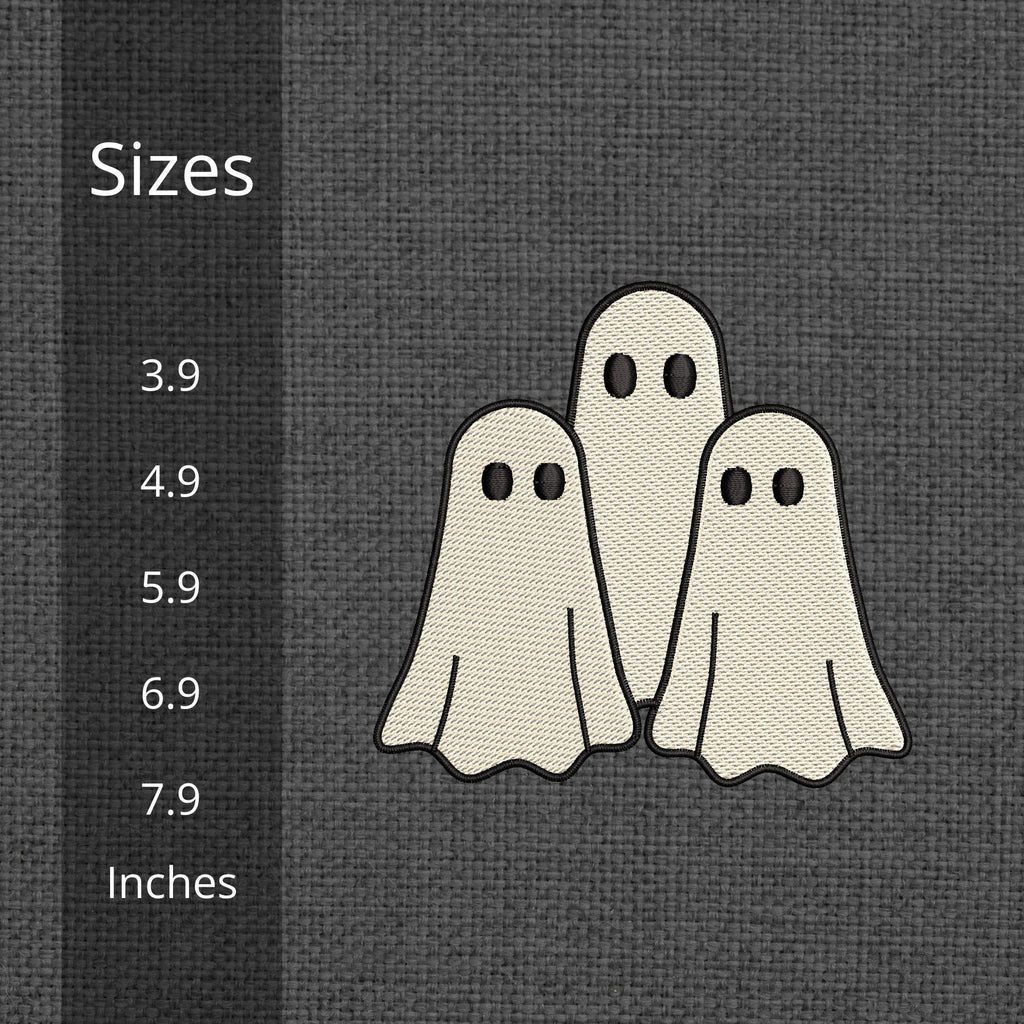 Three Ghosts Machine Embroidery Design | Spooky Halloween Pattern (Digital Files) - ReadTee