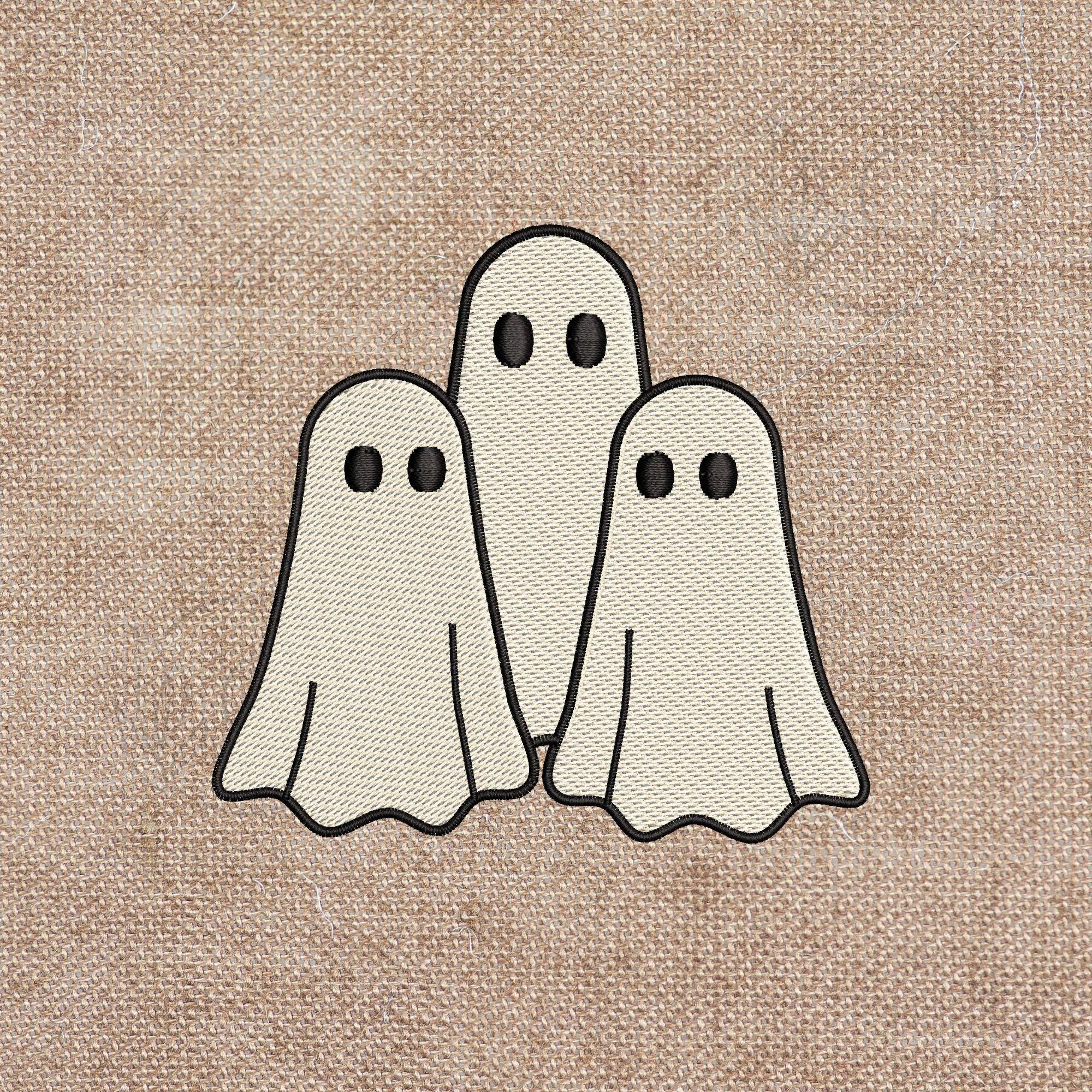 Three Ghosts Machine Embroidery Design | Spooky Halloween Pattern (Digital Files) - ReadTee