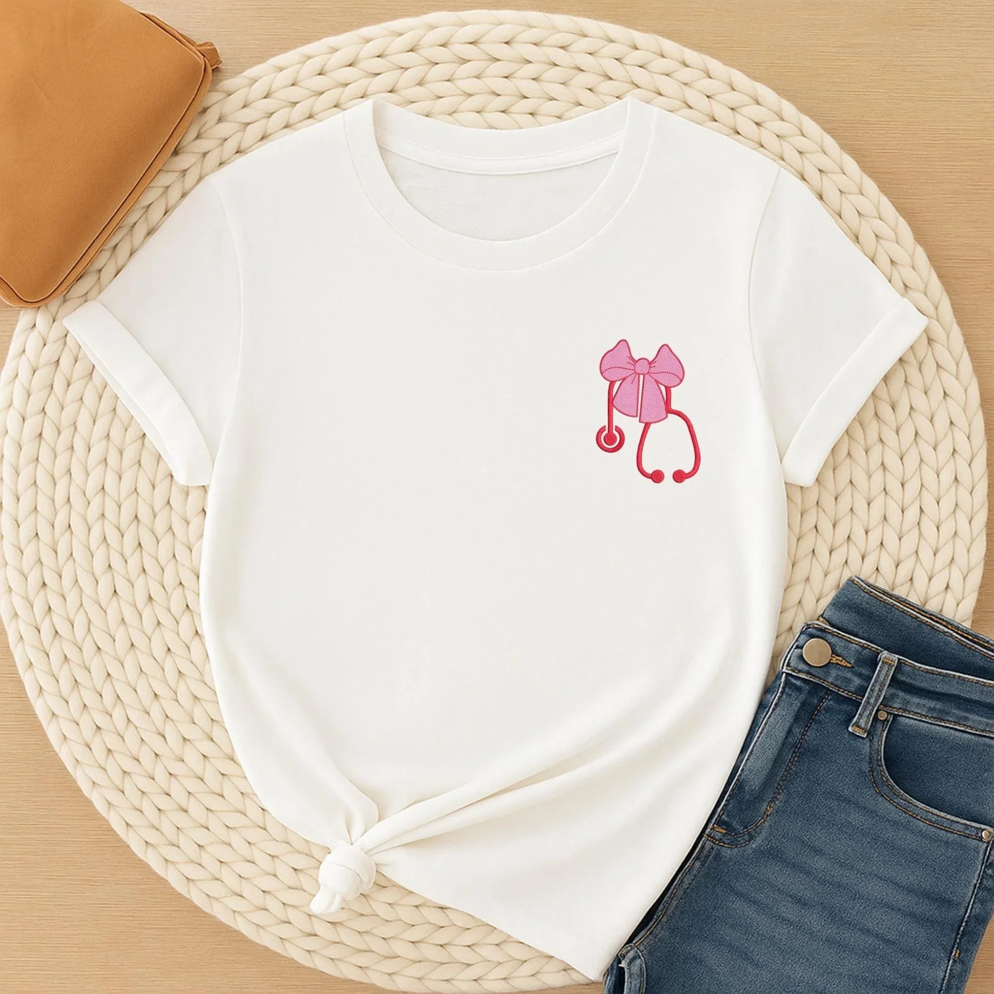 Nurse Stethoscope with Bow Embroidery Design, Coquette Medical Pattern (Digital Files) - ReadTee