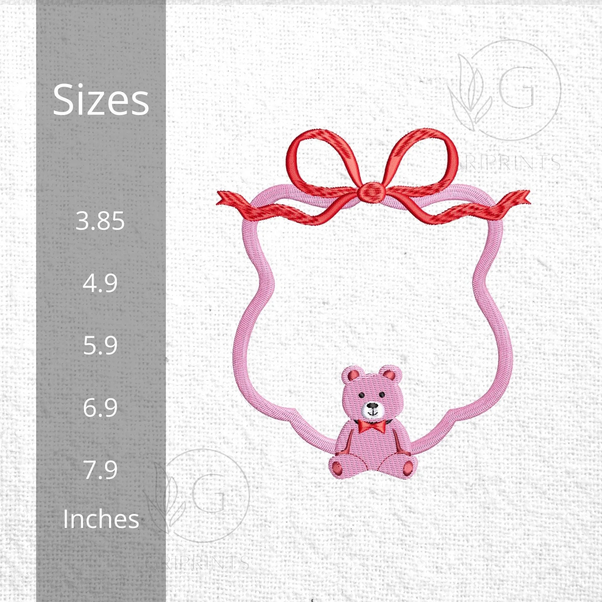 Bear Wreath Embroidery Design: Baby Nursery Crest Frame (Digital Files, 5 Sizes) - ReadTee