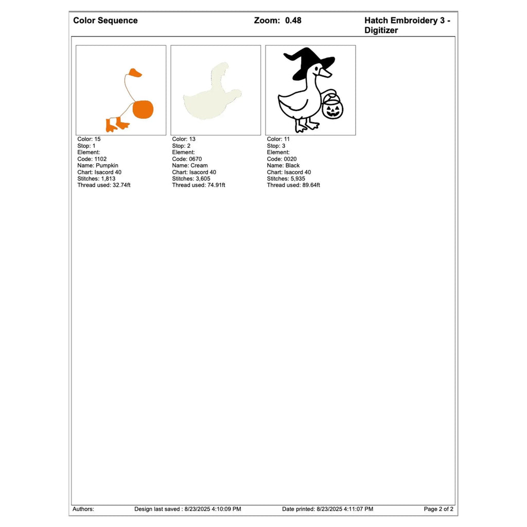 Silly Goose Witch Hat Embroidery Design: Halloween Pumpkin (Digital Files, 5 Sizes) - ReadTee