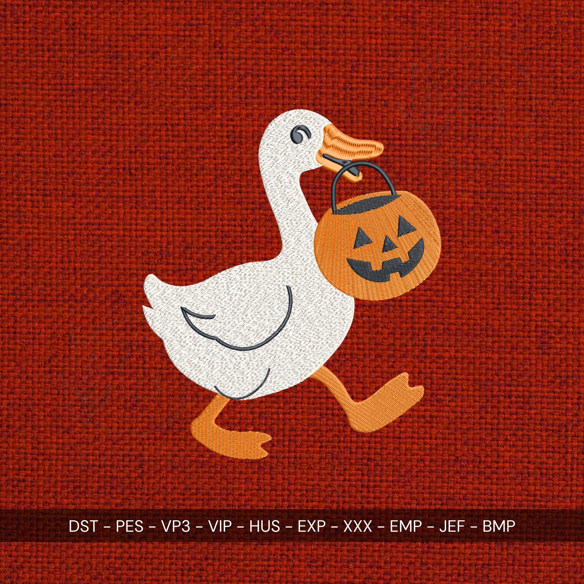 Silly Goose Pumpkin Embroidery Design: Funny Halloween Pattern (Digital Files, 5 Sizes - ReadTee