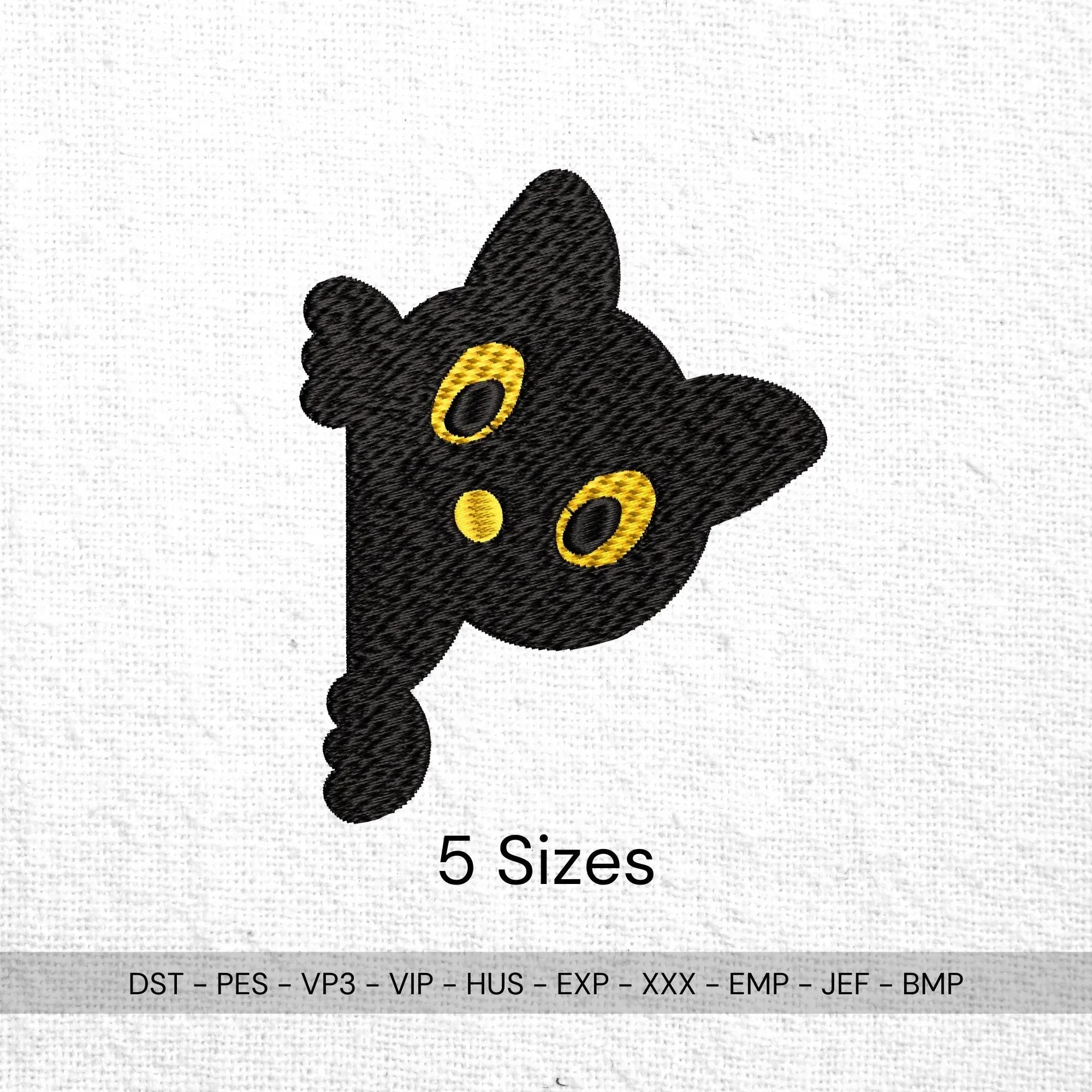 Black Cat Halloween Embroidery Design: Peeking Cat Pattern (Digital Files, 5 Sizes - ReadTee