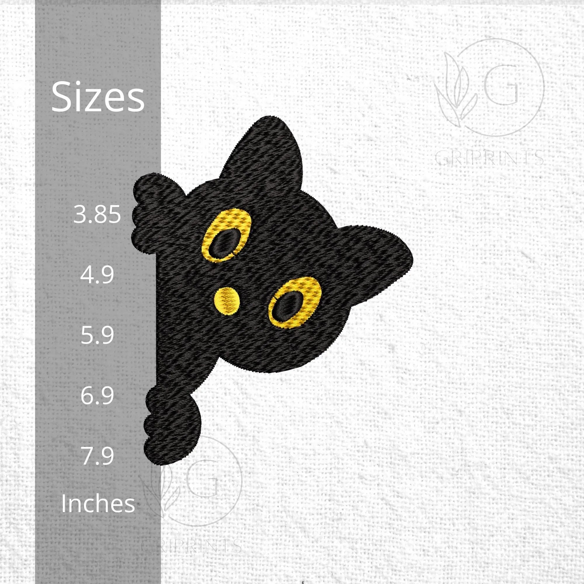 Black Cat Halloween Embroidery Design: Peeking Cat Pattern (Digital Files, 5 Sizes - ReadTee