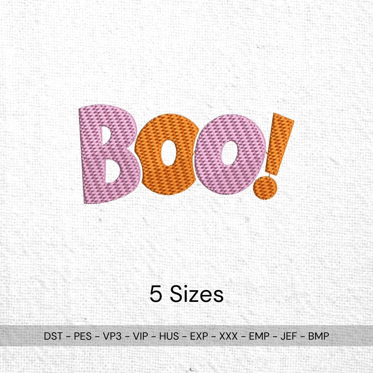 Cute BOO Embroidery Design, Fun Halloween Word Art Pattern, Spooky Cute Fall Machine Embroidery Digital Files for Clothes & Decor, 5 Sizes - ReadTee