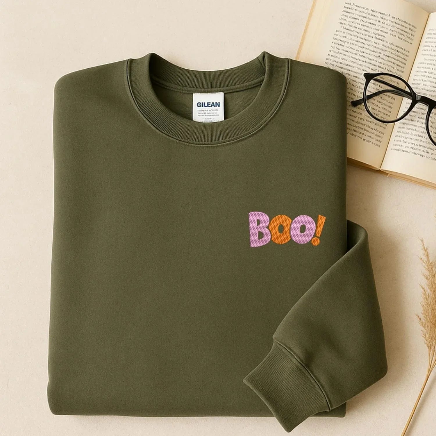 Cute BOO Embroidery Design, Fun Halloween Word Art Pattern, Spooky Cute Fall Machine Embroidery Digital Files for Clothes & Decor, 5 Sizes - ReadTee