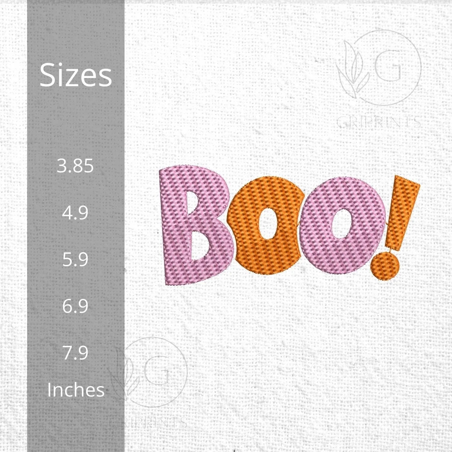 Cute BOO Embroidery Design, Fun Halloween Word Art Pattern, Spooky Cute Fall Machine Embroidery Digital Files for Clothes & Decor, 5 Sizes - ReadTee