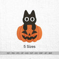 Black Cat Embroidery Design: Halloween Pumpkin, Spooky Fall (Digital Files, 5 Sizes) - ReadTee