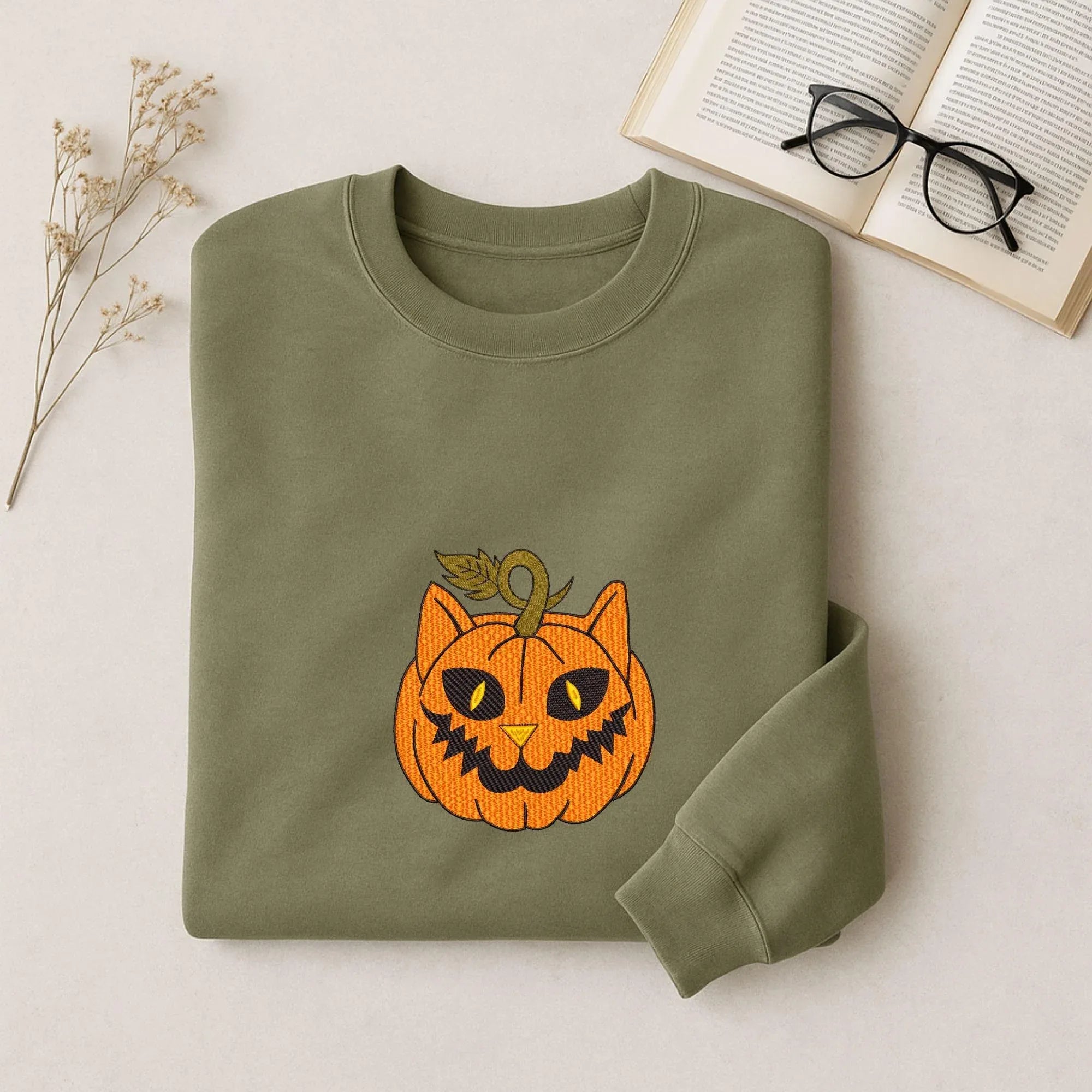 Pumpkin Cat Embroidery Design, Halloween Machine Embroidery (Digital Files) - ReadTee