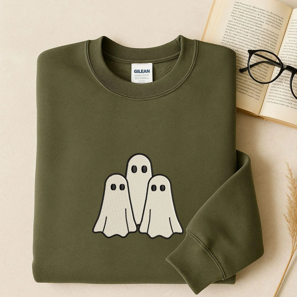 Three Ghosts Machine Embroidery Design | Spooky Halloween Pattern (Digital Files) - ReadTee