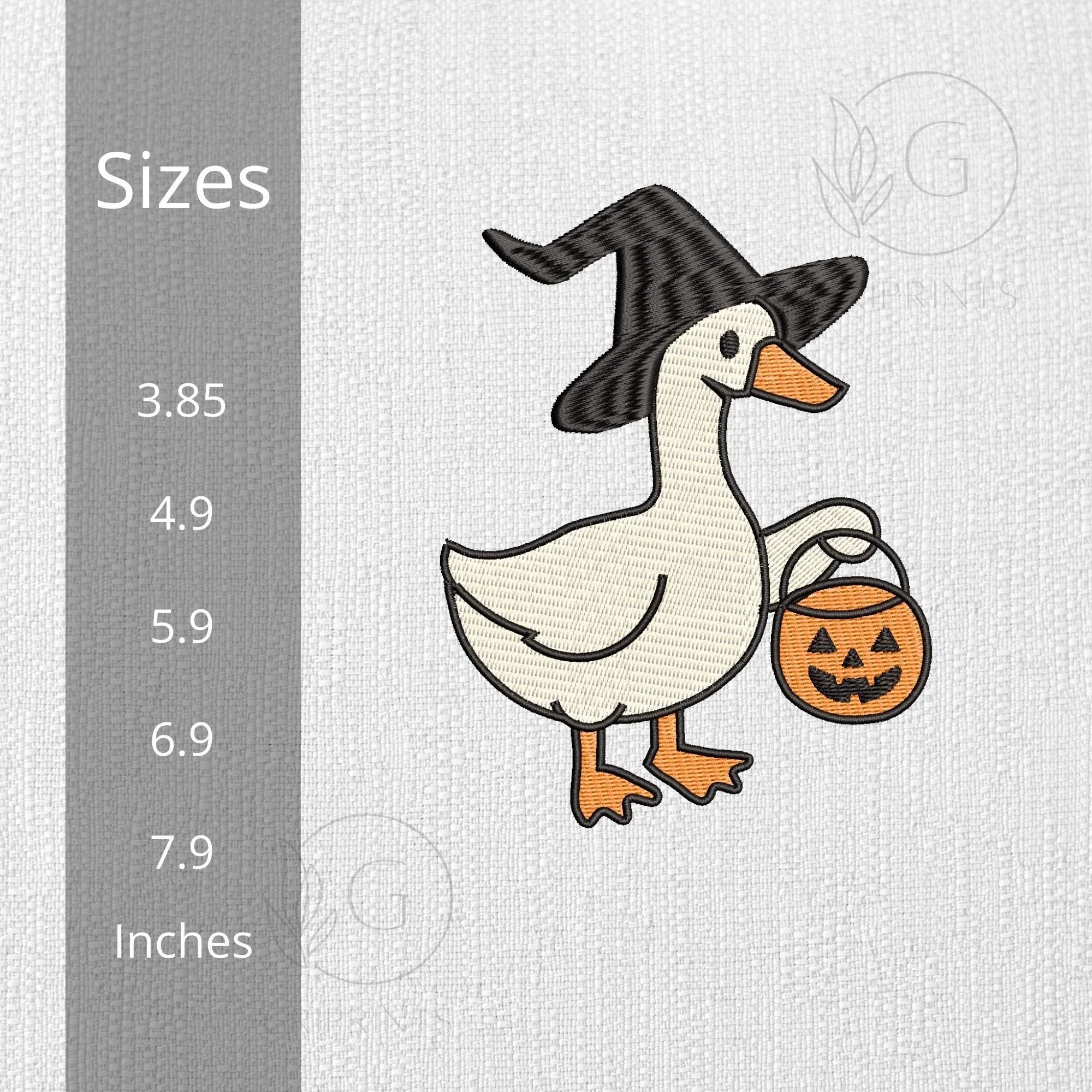 Silly Goose Witch Hat Embroidery Design: Halloween Pumpkin (Digital Files, 5 Sizes) - ReadTee