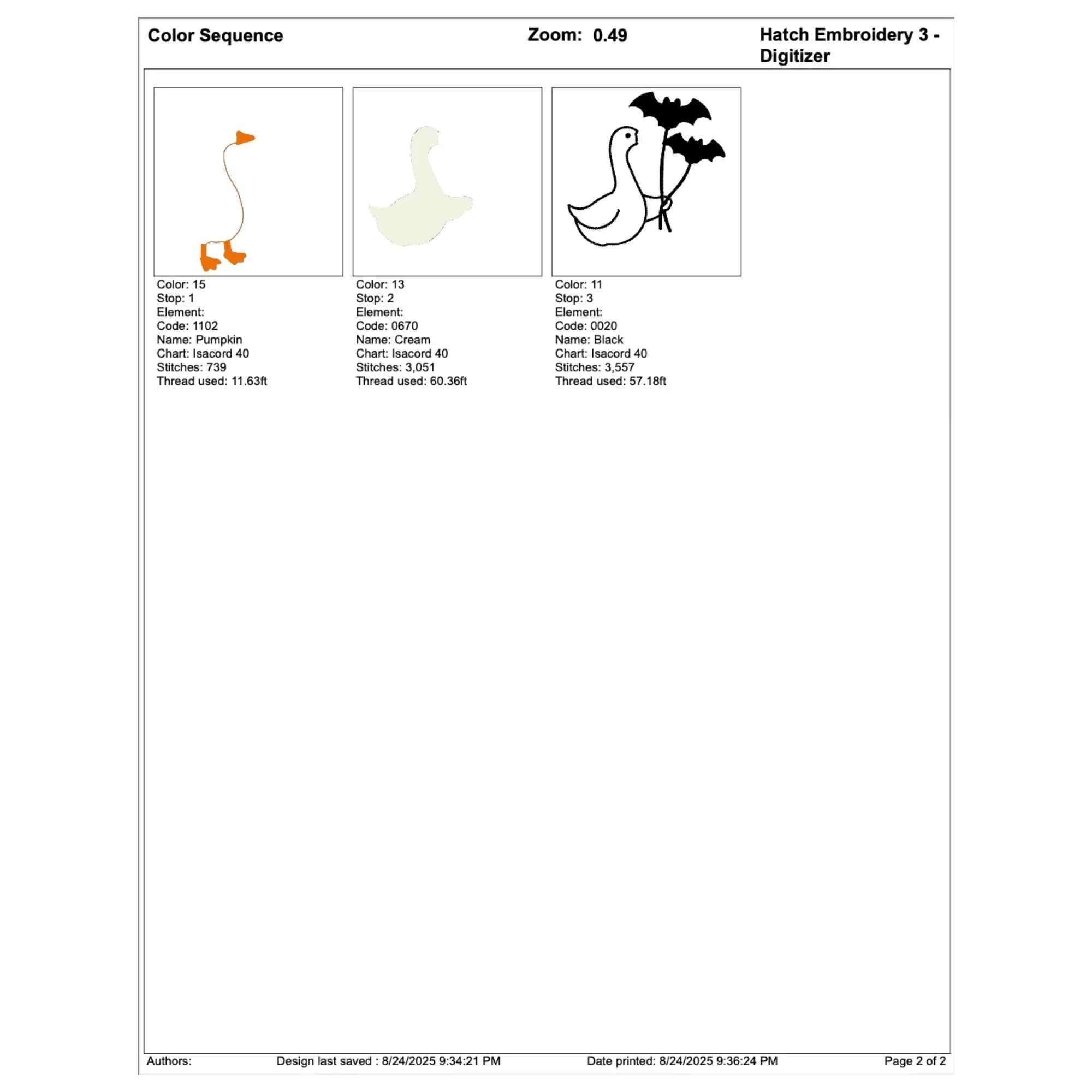 Silly Goose Halloween Embroidery Design: Funny Bat Goose Pattern (Digital Files, 5 Sizes - ReadTee