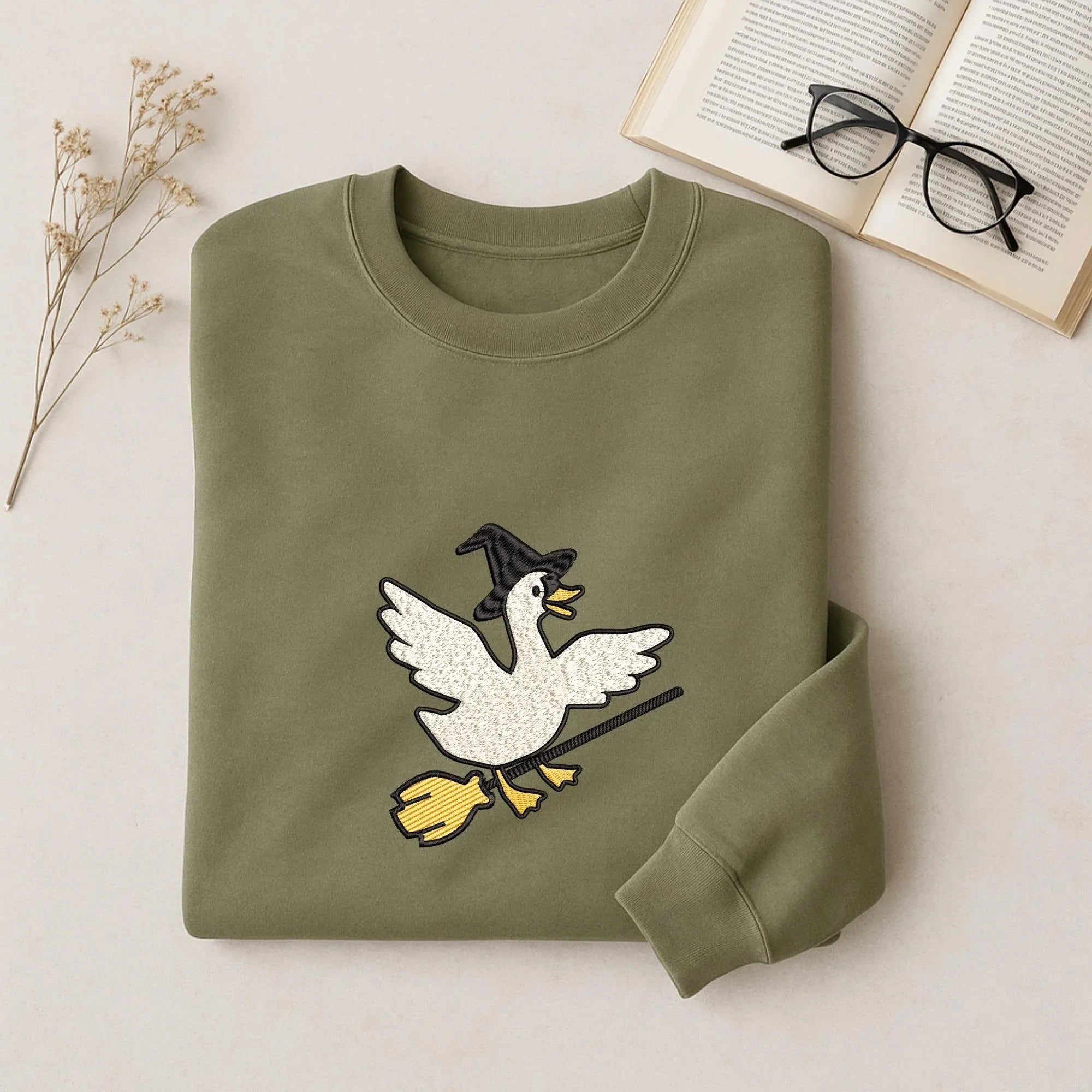 Silly Goose Witch Embroidery Design: Funny Halloween Pattern (Digital Files, 5 Sizes - ReadTee