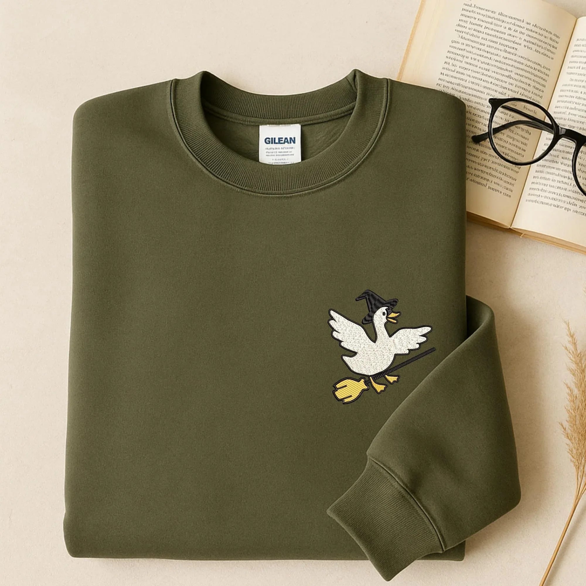 Silly Goose Witch Embroidery Design: Funny Halloween Pattern (Digital Files, 5 Sizes - ReadTee