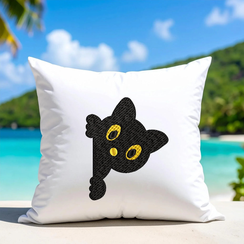 Black Cat Halloween Embroidery Design: Peeking Cat Pattern (Digital Files, 5 Sizes - ReadTee