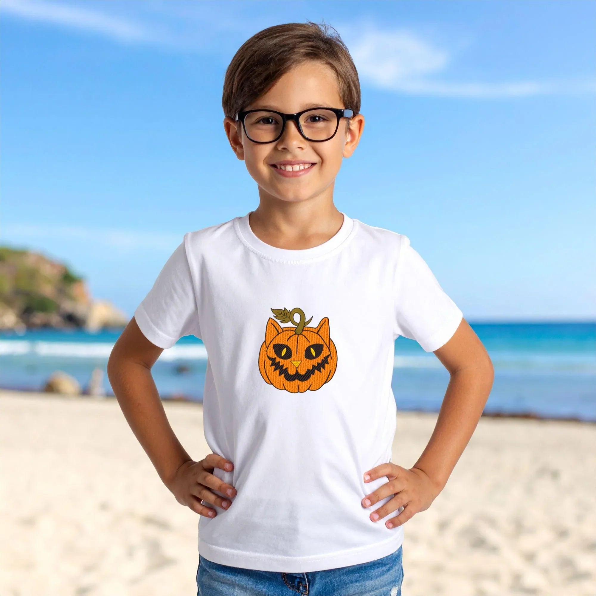 Pumpkin Cat Embroidery Design, Halloween Machine Embroidery (Digital Files) - ReadTee