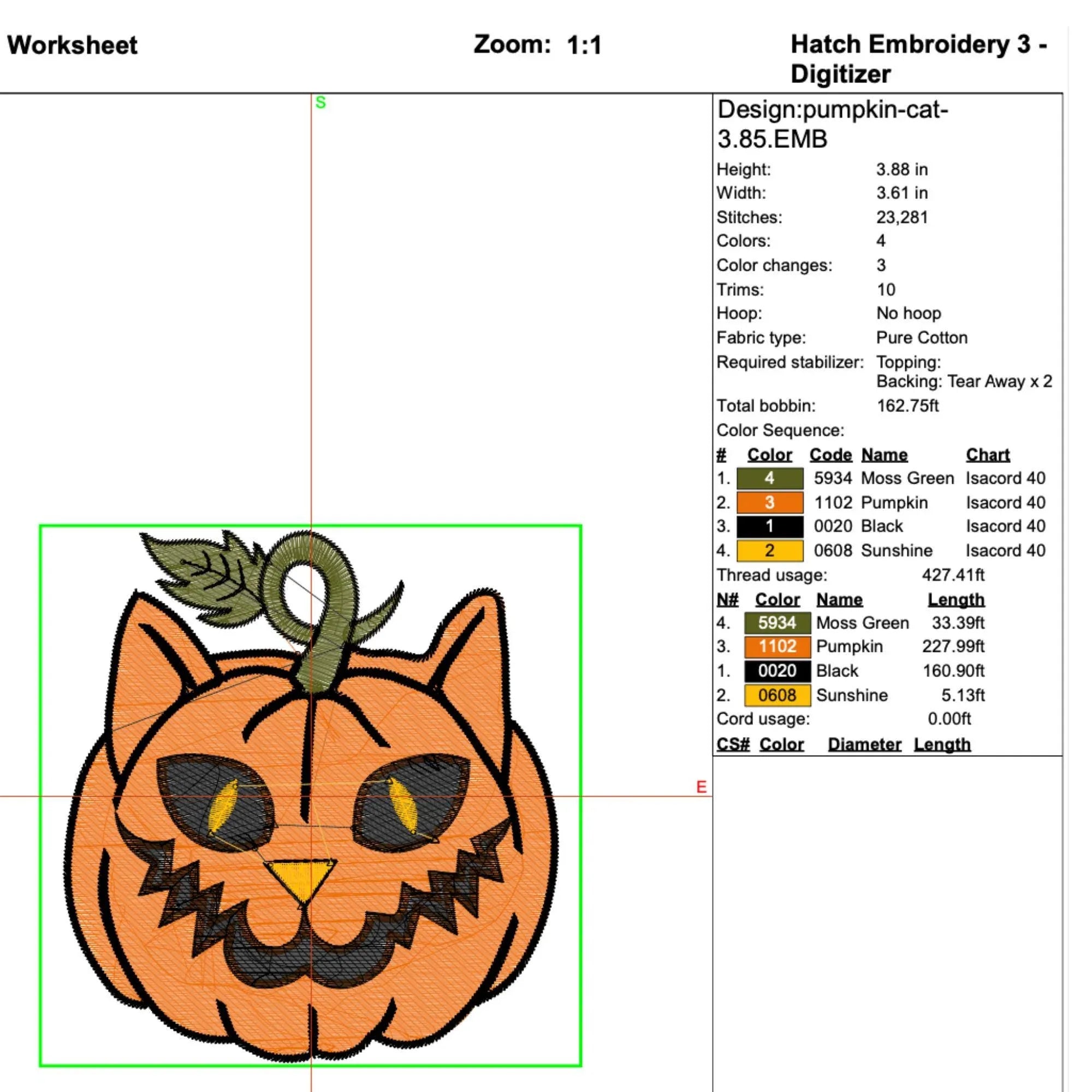 Pumpkin Cat Embroidery Design, Halloween Machine Embroidery (Digital Files) - ReadTee