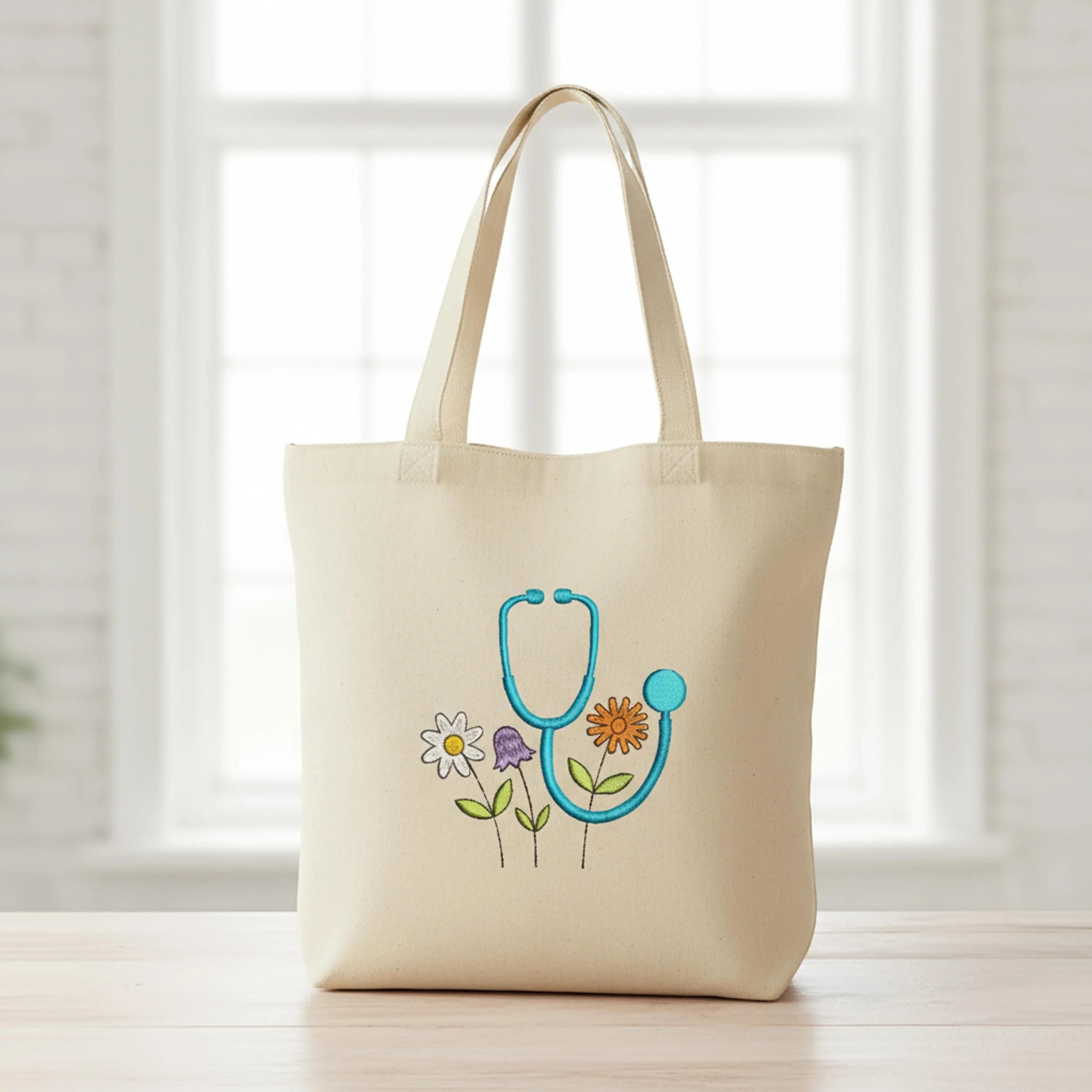 Floral Stethoscope Embroidery Design, Wildflower Medical Pattern (Digital Download) - ReadTee