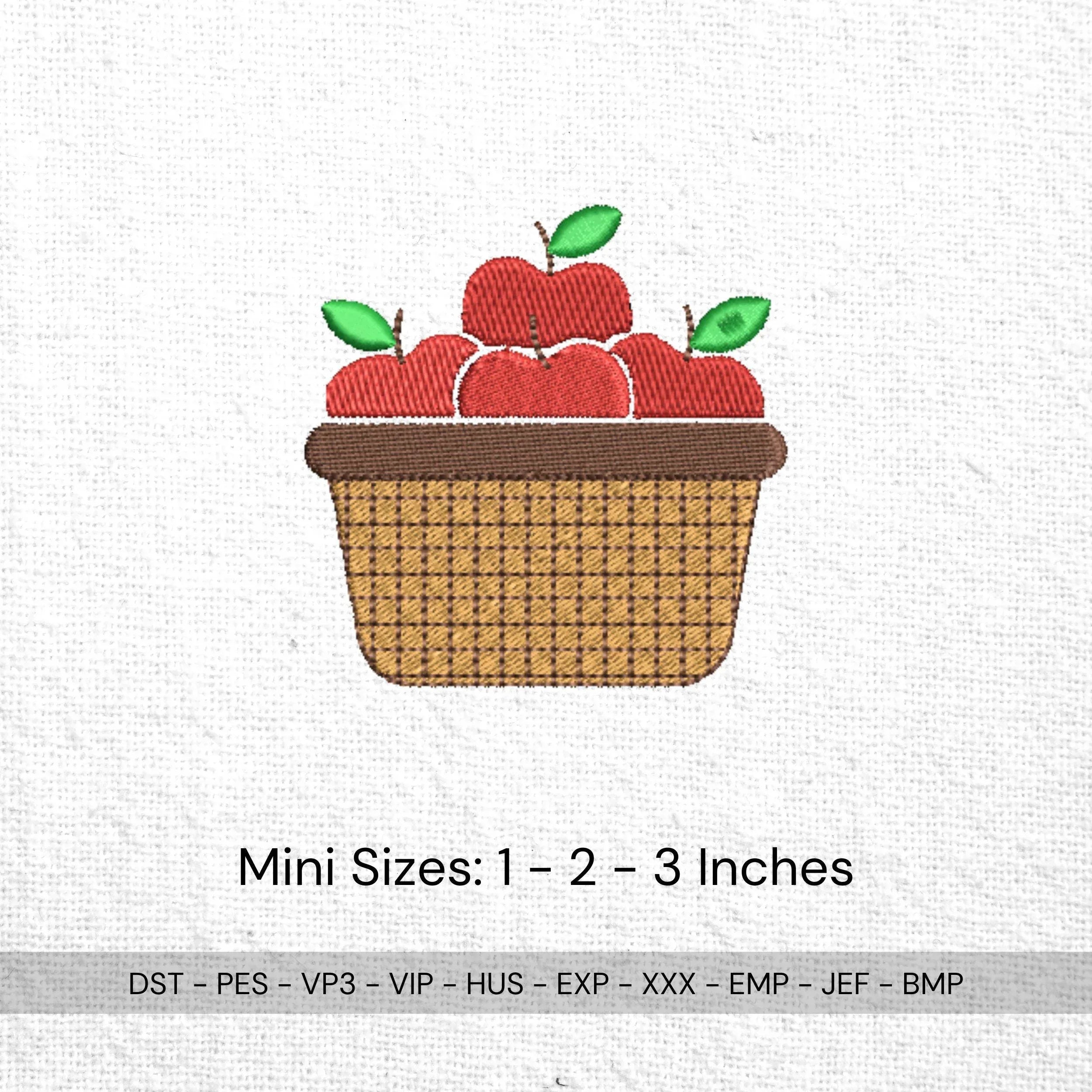 Mini Apple Basket Machine Embroidery Design – Fall Harvest (3 Sizes) (Instant Download) - ReadTee