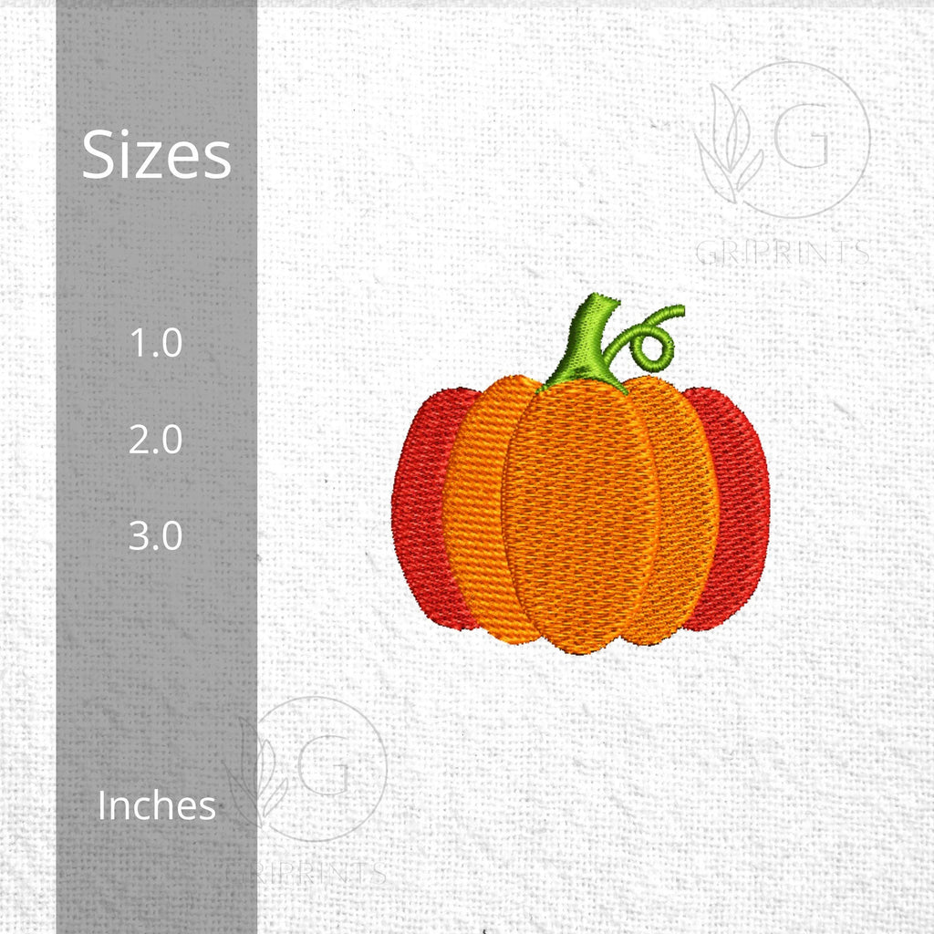 Mini Pumpkin Machine Embroidery Design - 3 Sizes - Fall, Halloween PES, DST, JEF - Instant Download - ReadTee
