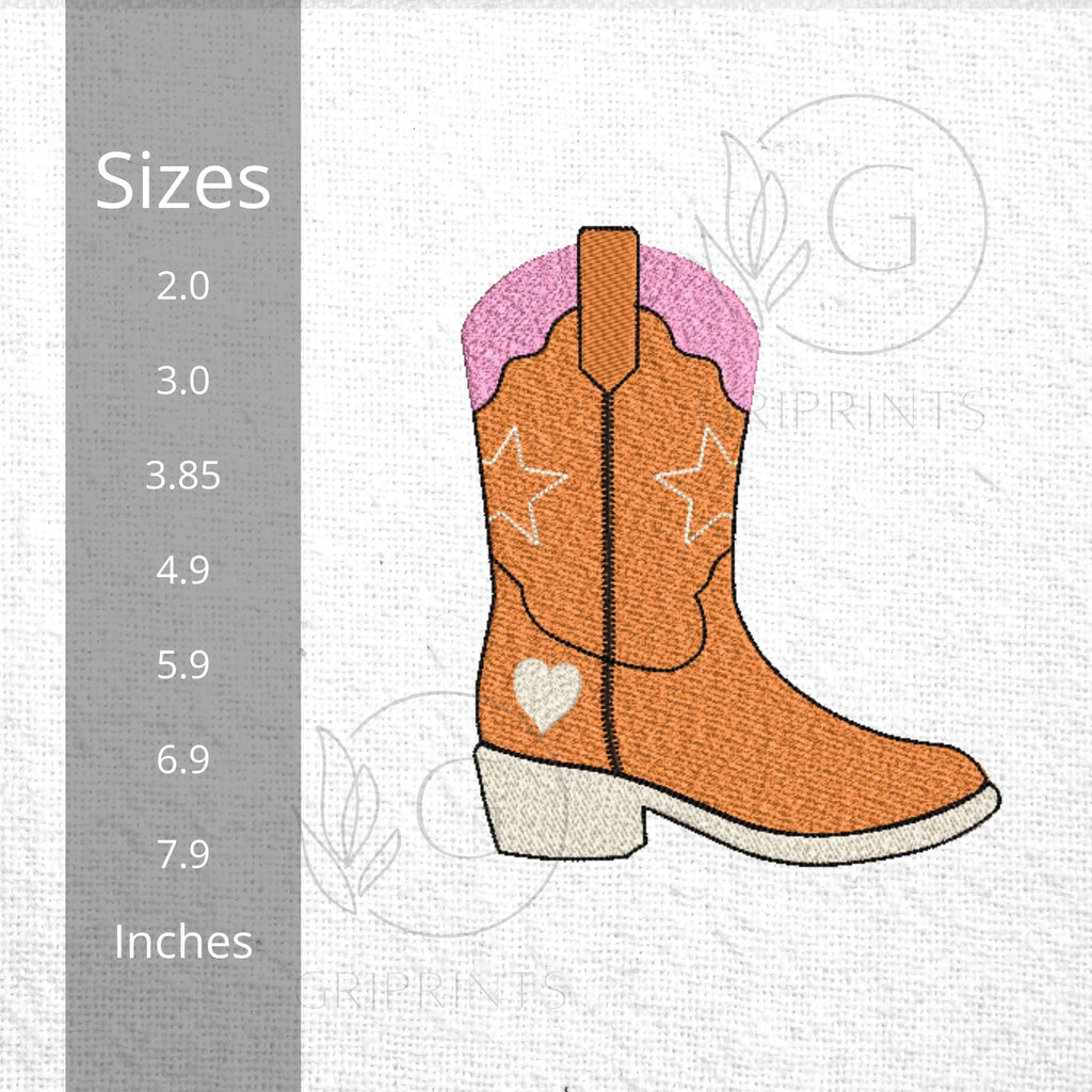 Pink Cowgirl Boot Embroidery Design | Western Stitch File (Digital Download) - ReadTee