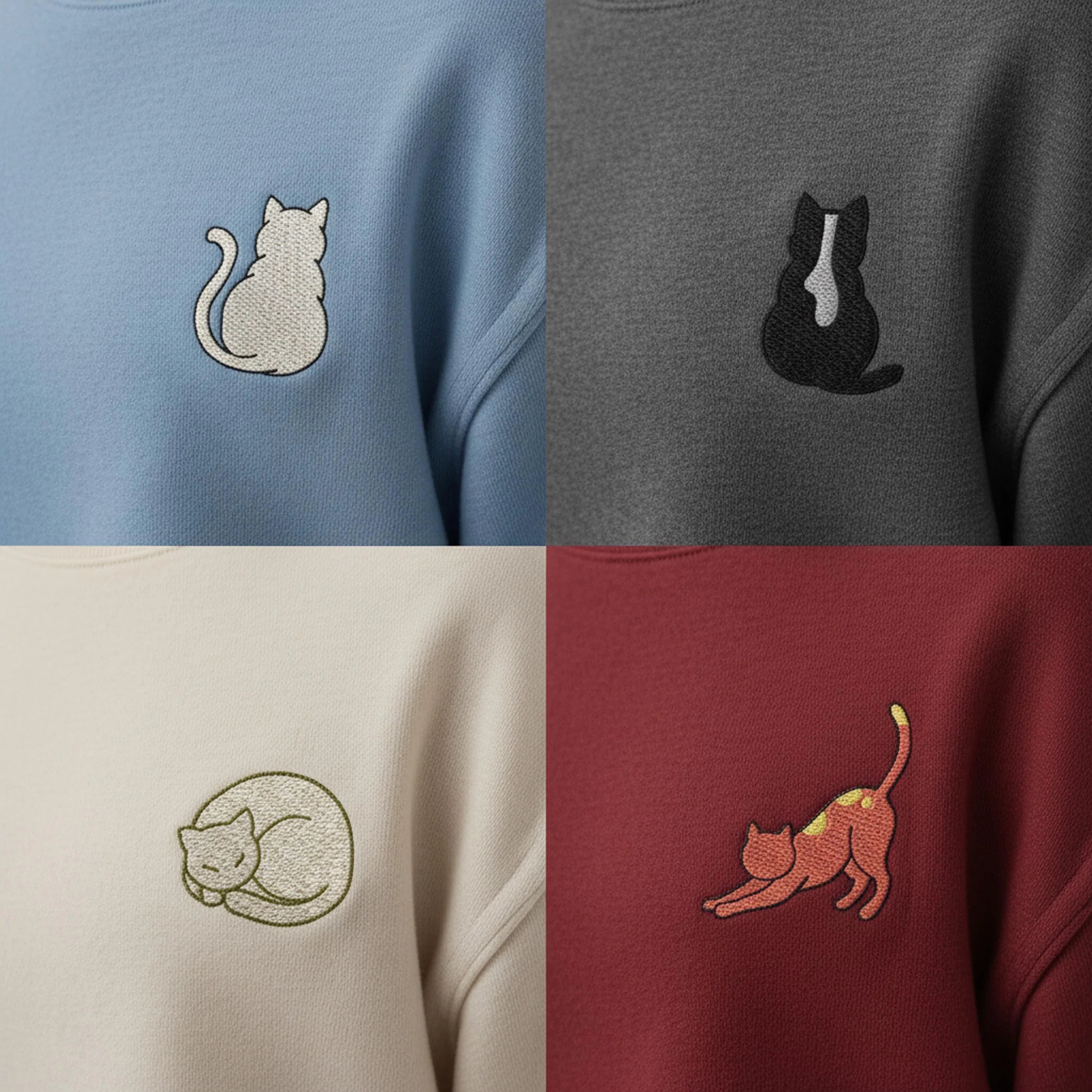 Mini Cat Embroidery Design Set, Kitten Machine Embroidery (Digital File) - ReadTee