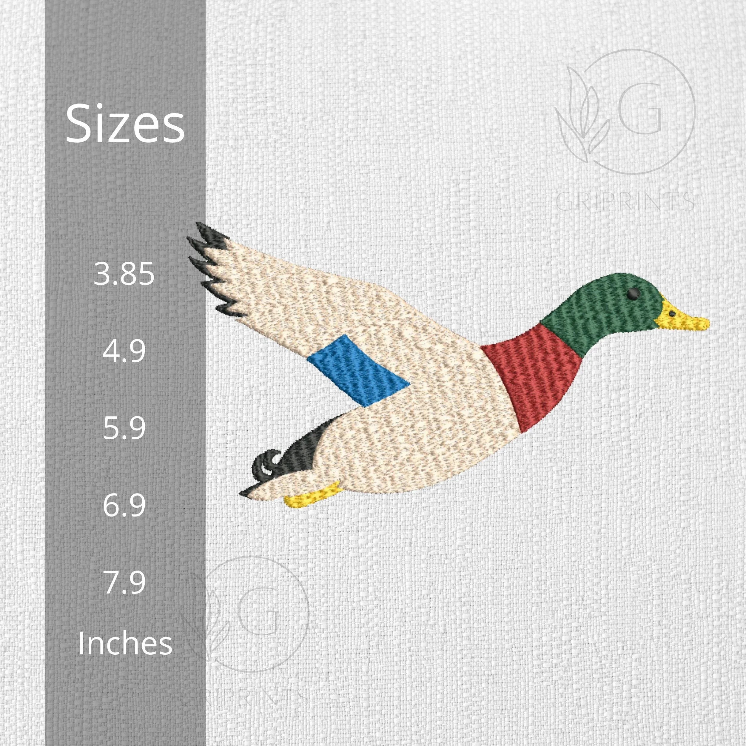 Flying Mallard Duck Embroidery Design | Hunting Embroidery Pattern (5 Sizes) - ReadTee