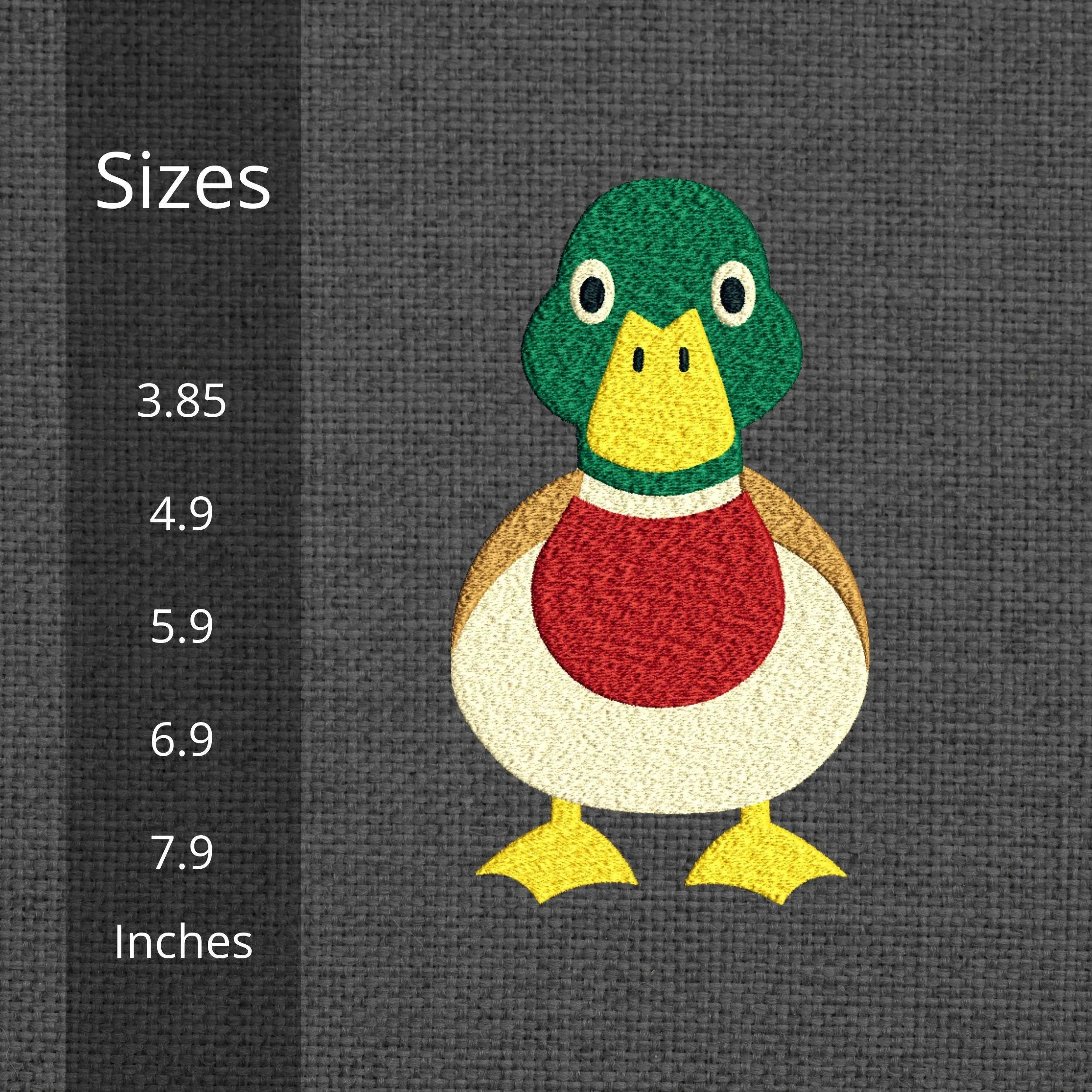 Mallard Duck Cartoon Embroidery Design | Wildlife Bird Pattern (5 Sizes) - ReadTee