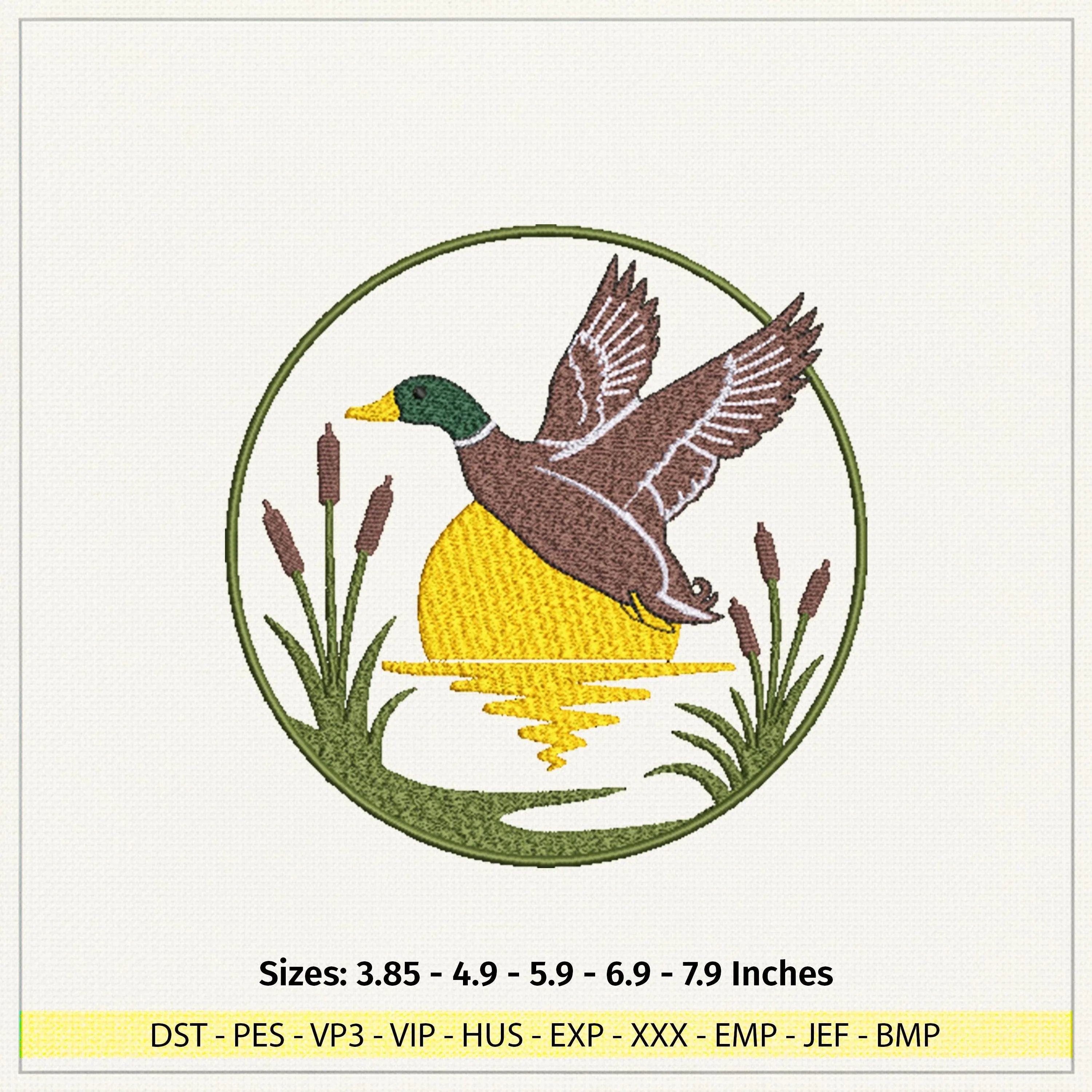 Mallard Duck Machine Embroidery Design, Wildlife Sunset Pattern (pes, dst, jef, exp) - ReadTee