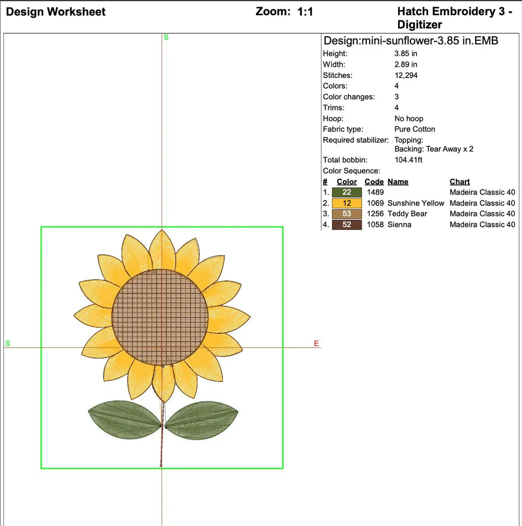 Mini Sunflower Machine Embroidery Design, Realistic Flower (Instant Download) - ReadTee