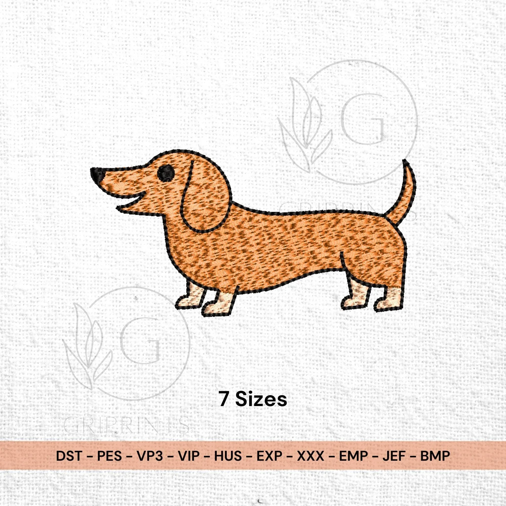 Dachshund Machine Embroidery Design, 7 Sizes, Weiner Dog File (Instant Download) - ReadTee