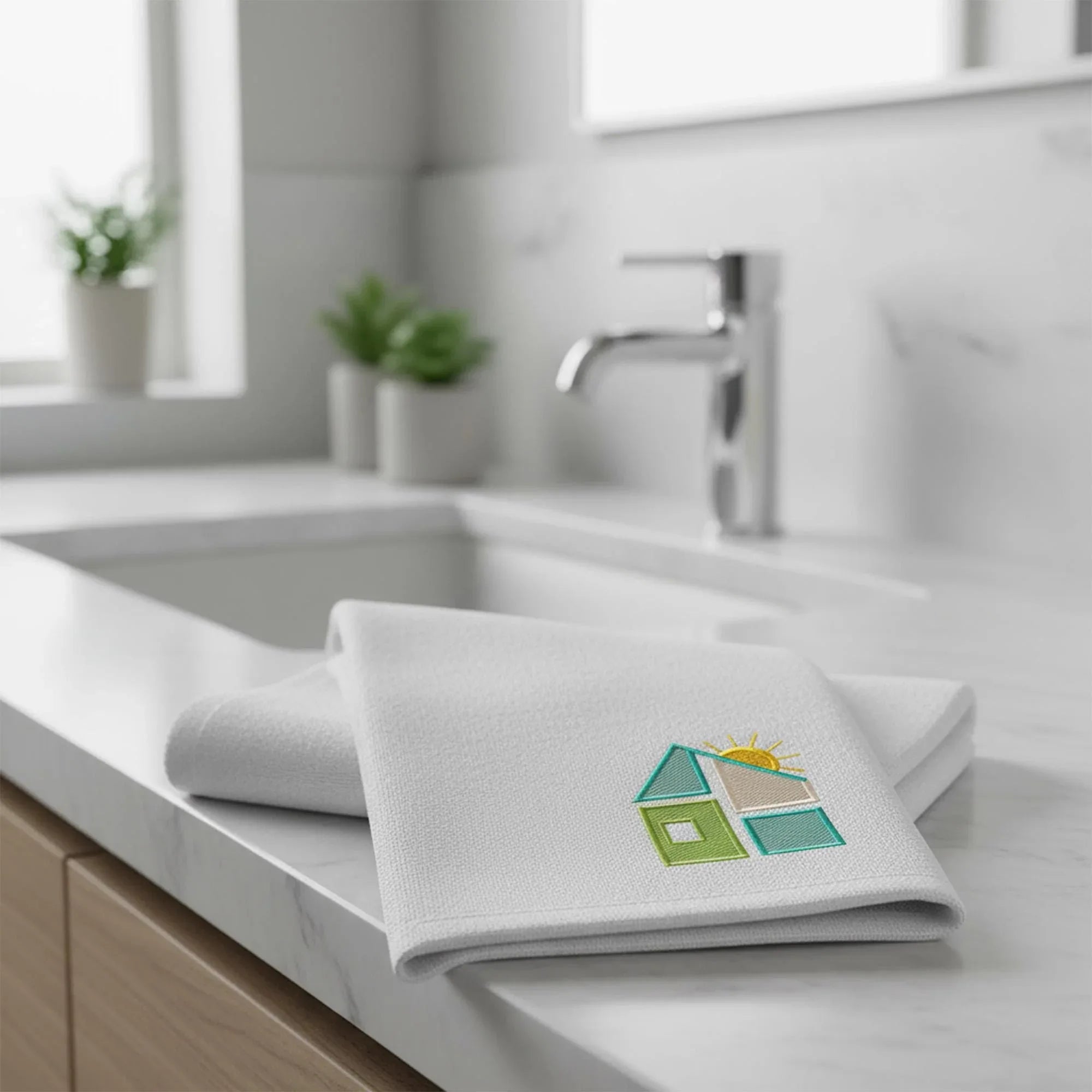 Mini House with Sun Machine Embroidery Design, Geometric Home (Instant Download) - ReadTee