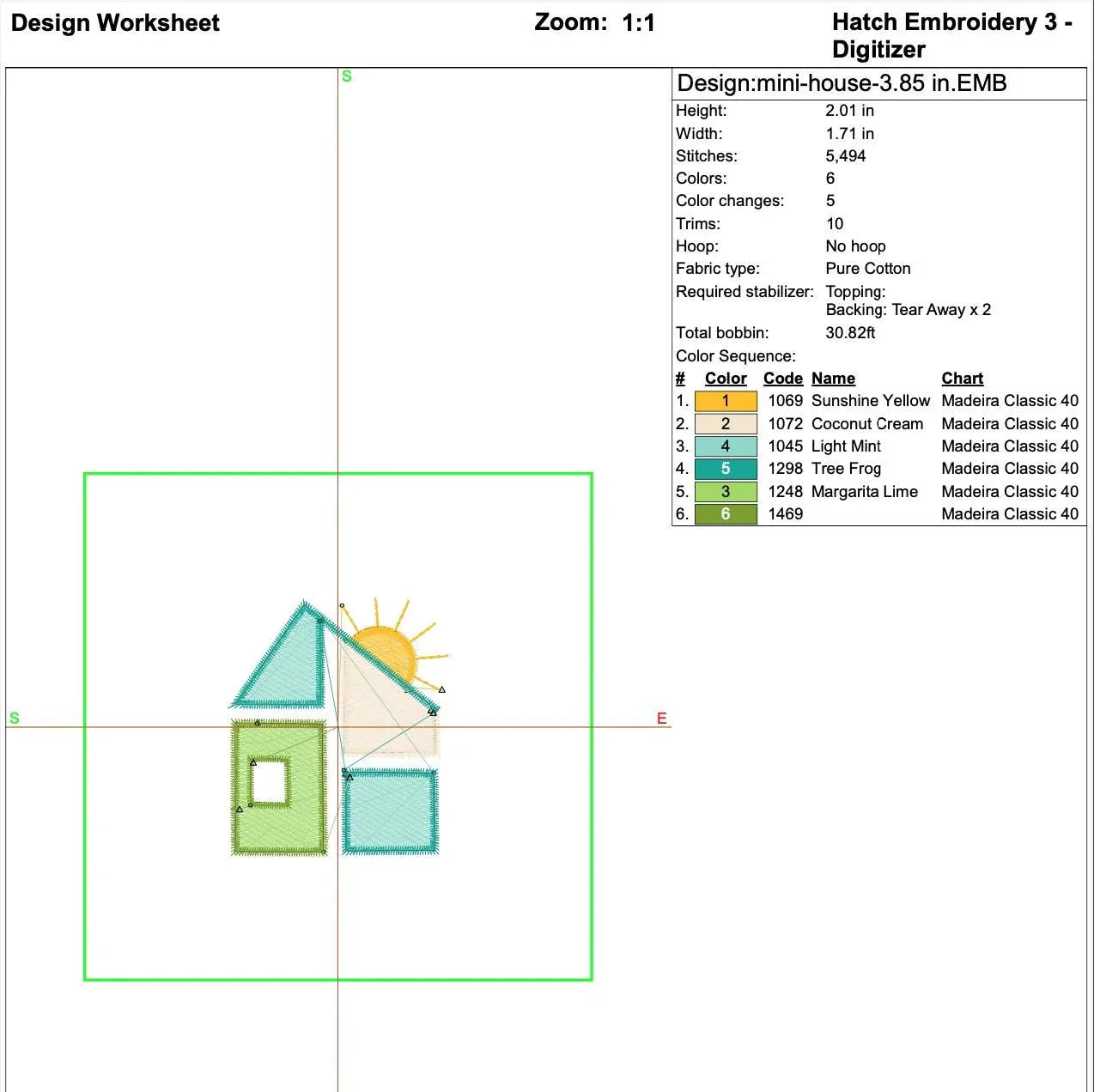 Mini House with Sun Machine Embroidery Design, Geometric Home (Instant Download) - ReadTee