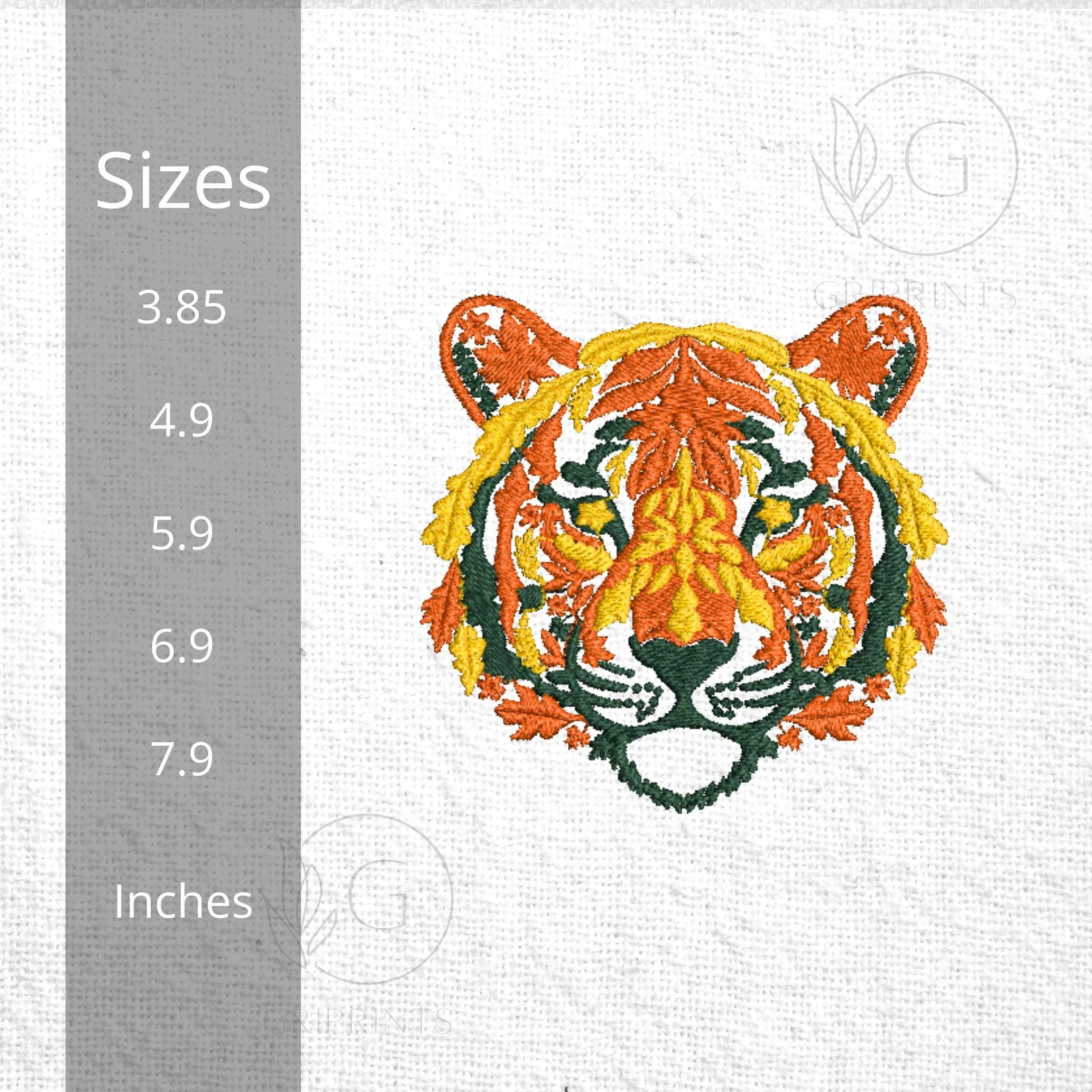 Autumn Leaves Tiger Embroidery Design | Fall Machine Embroidery Pattern (PES DST) - ReadTee