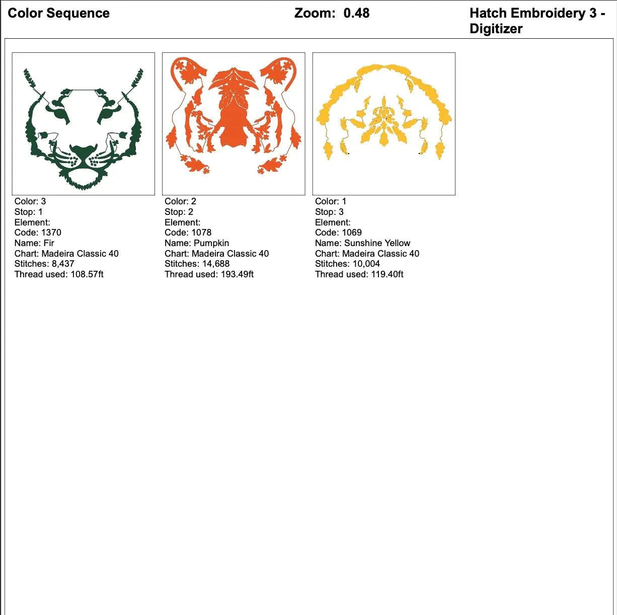 Autumn Leaves Tiger Embroidery Design | Fall Machine Embroidery Pattern (PES DST) - ReadTee