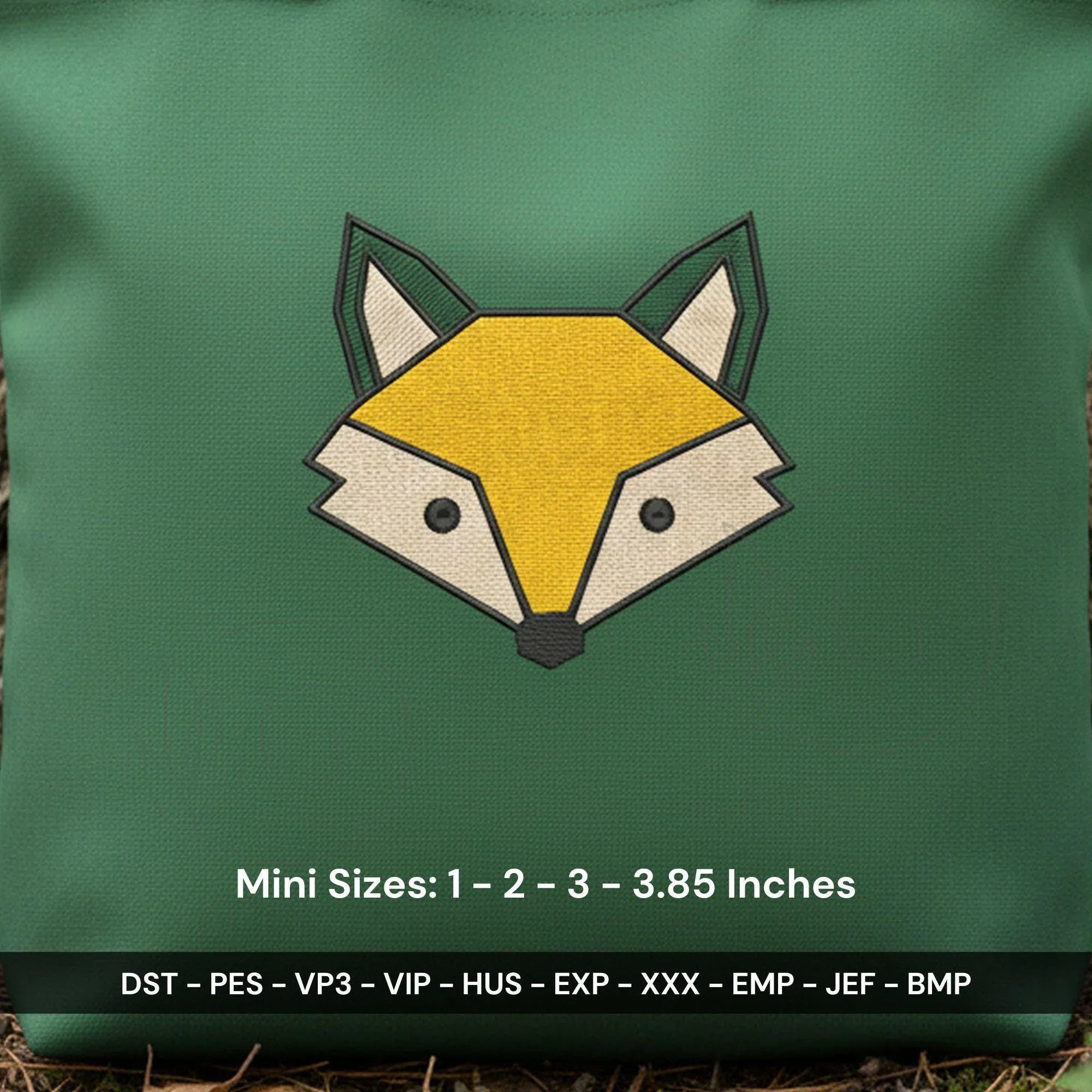 Mini Fox Embroidery Design, Geometric Woodland Animal, 4 Sizes, PES File, Machine Embroidery, Instant Download - ReadTee
