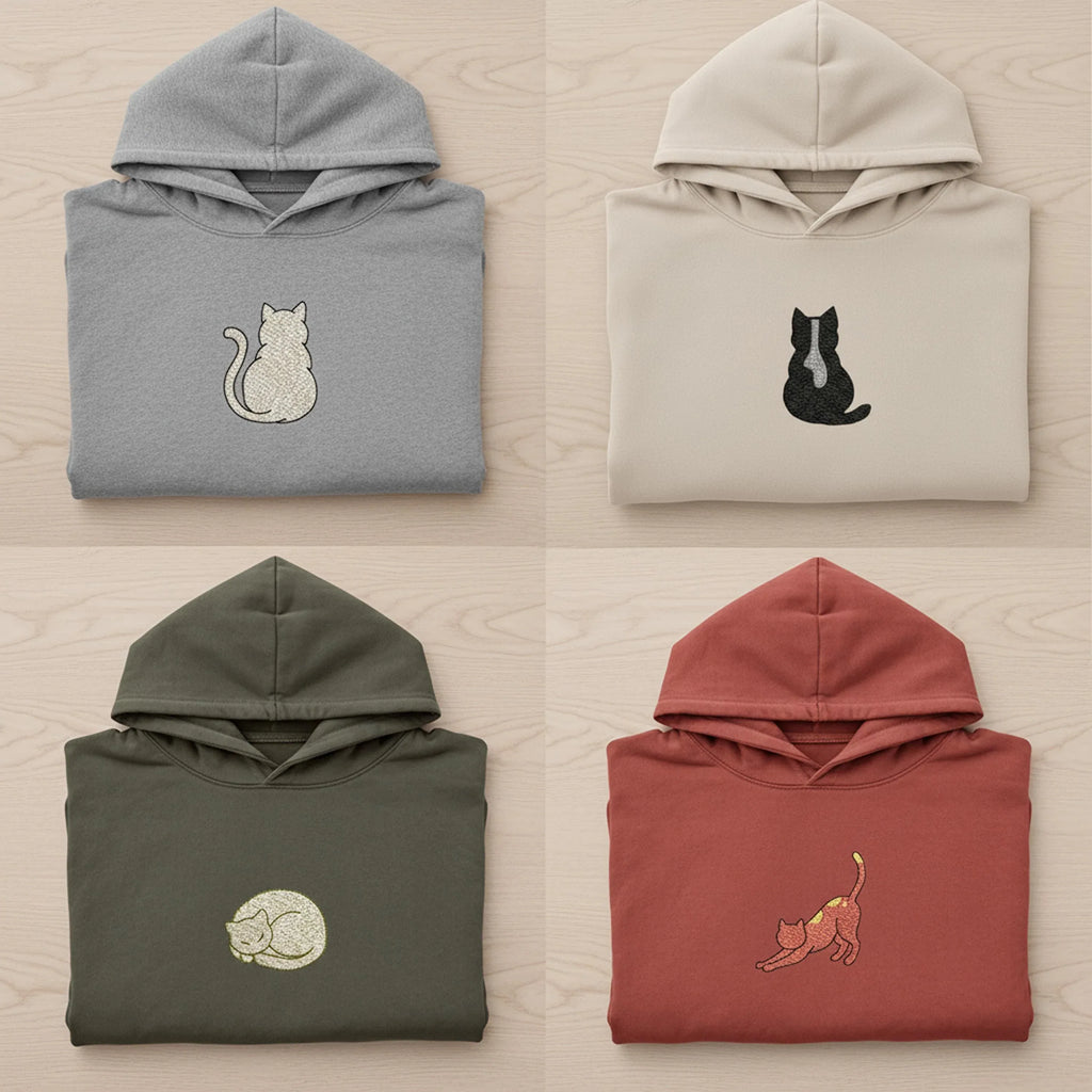 Mini Cat Embroidery Design Set, Kitten Machine Embroidery (Digital File) - ReadTee