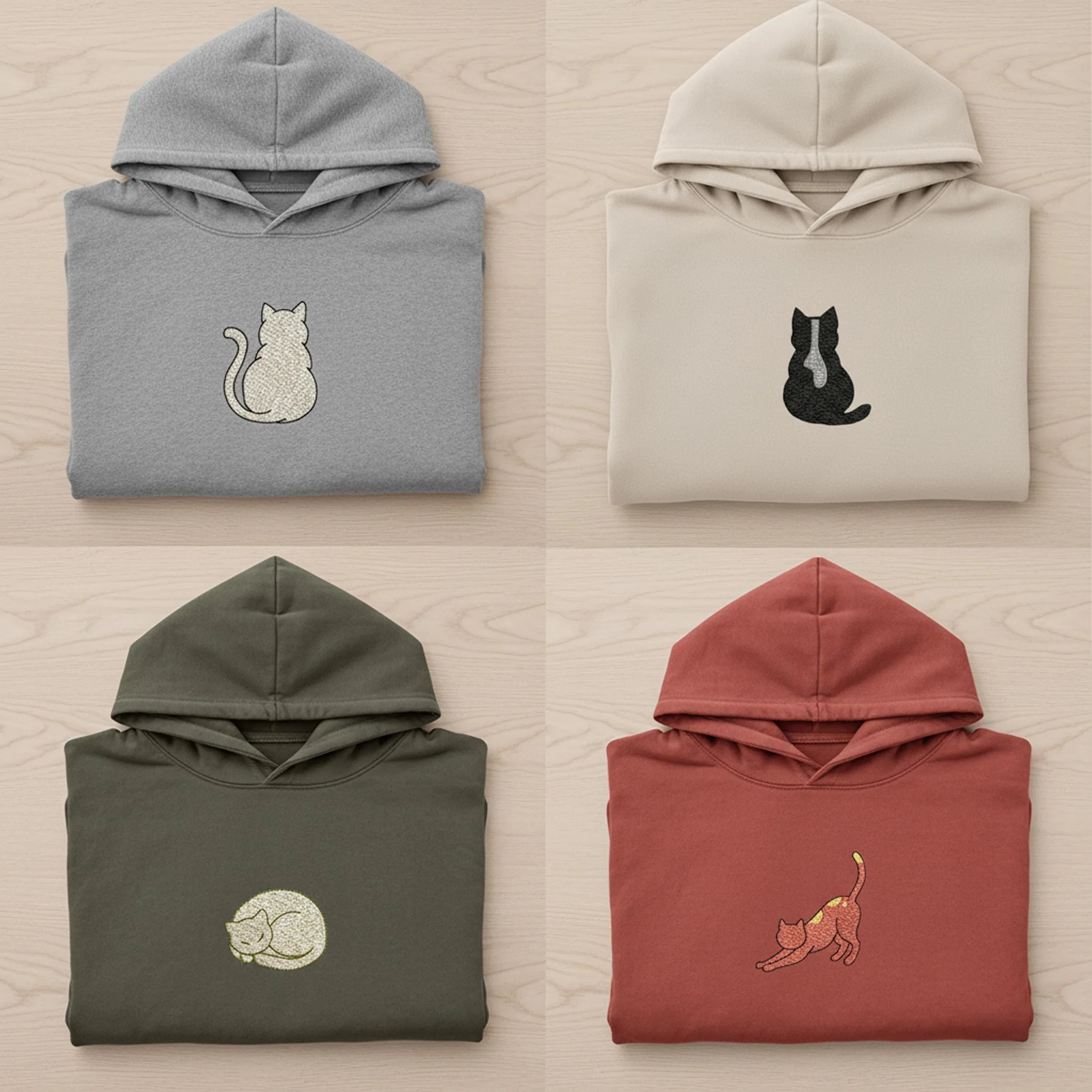 Mini Cat Embroidery Design Set, Kitten Machine Embroidery (Digital File) - ReadTee