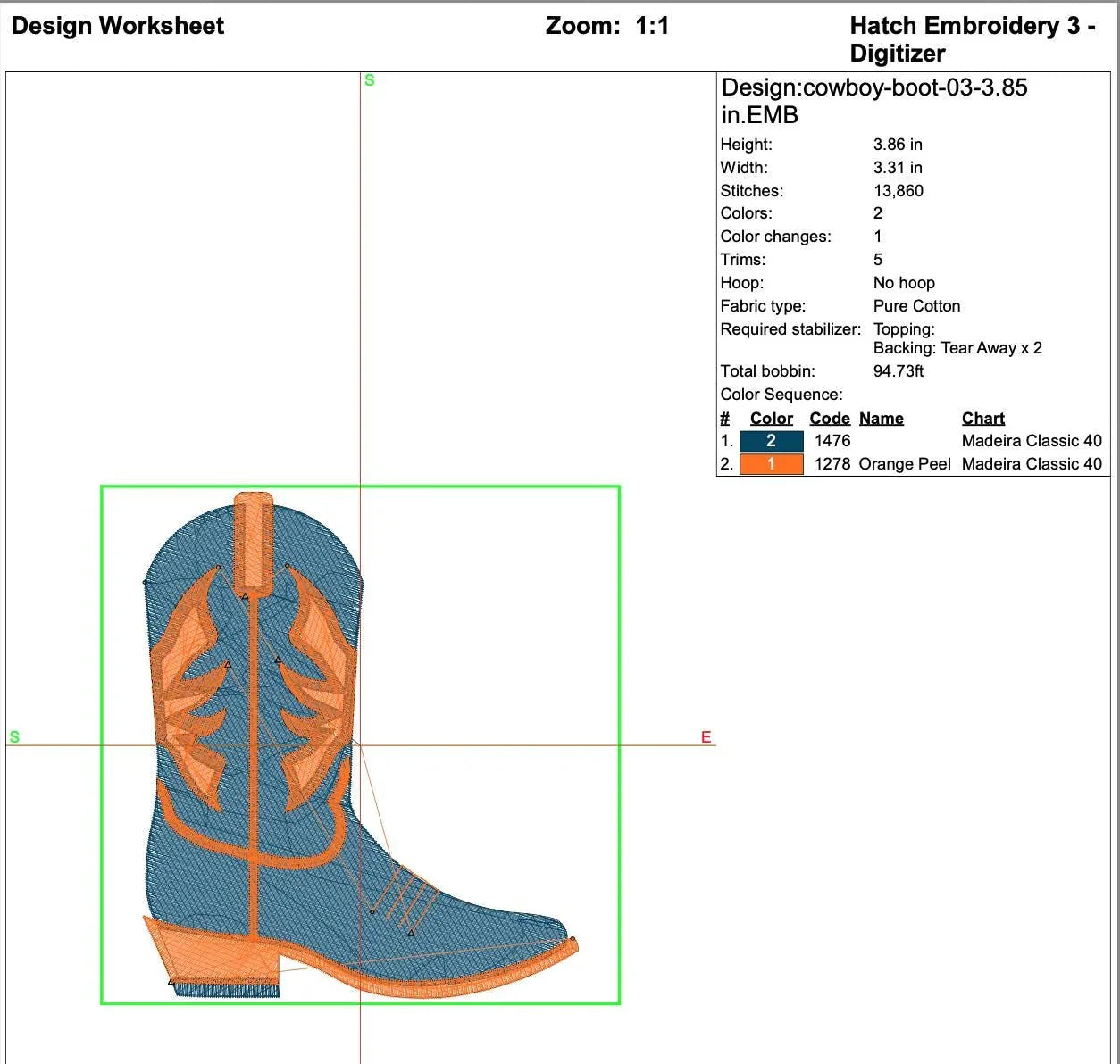 Cowboy Boot Machine Embroidery Design | Western Stitch File (7 Sizes) - ReadTee