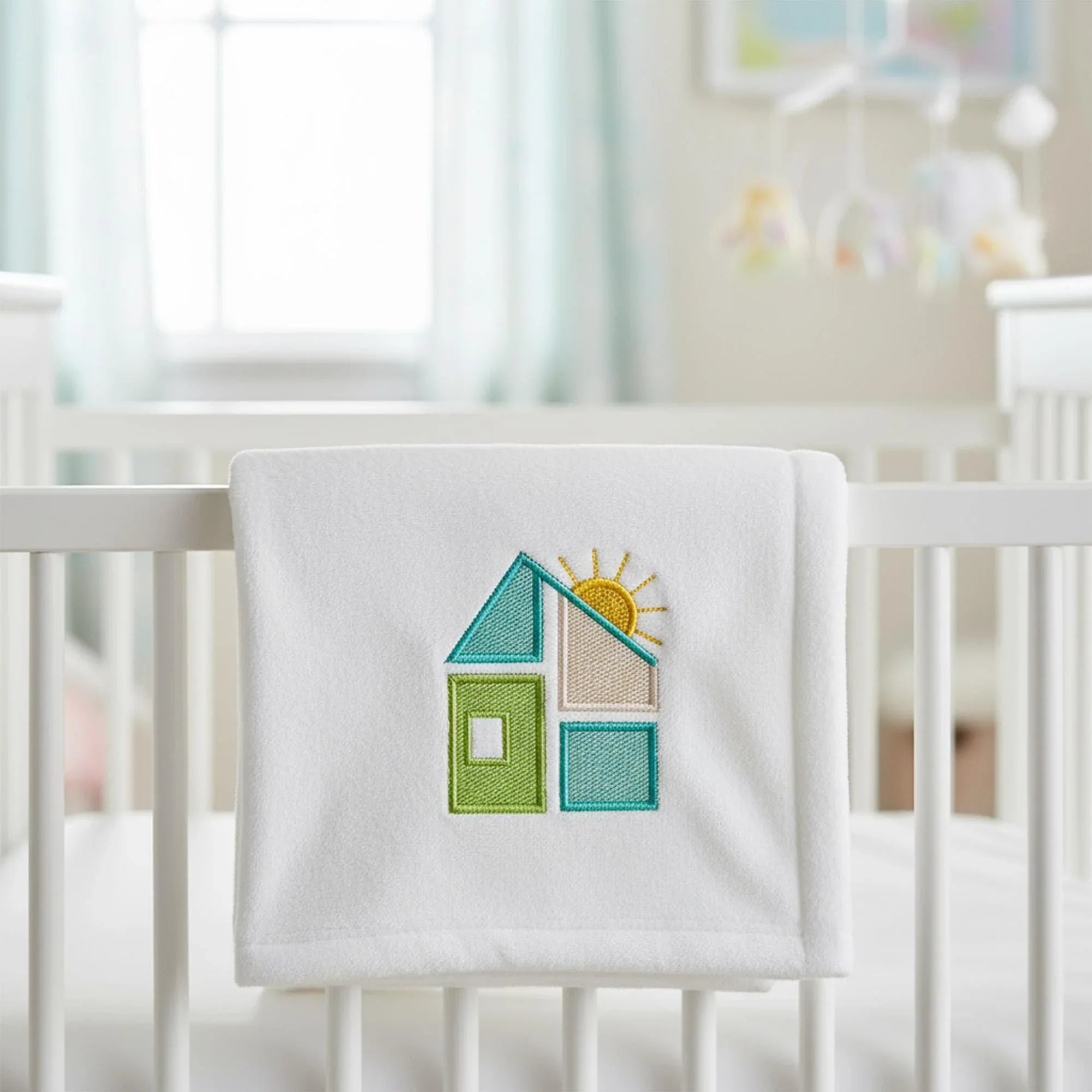 Mini House with Sun Machine Embroidery Design, Geometric Home (Instant Download) - ReadTee