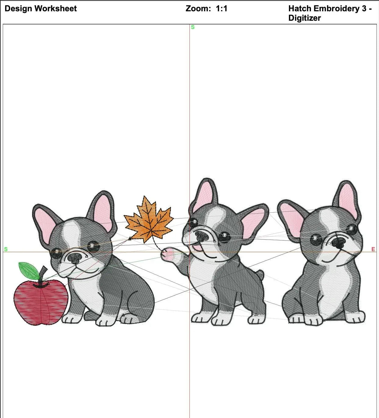 Fall French Bulldog Embroidery Design, Dog Border (DST PES File) - ReadTee