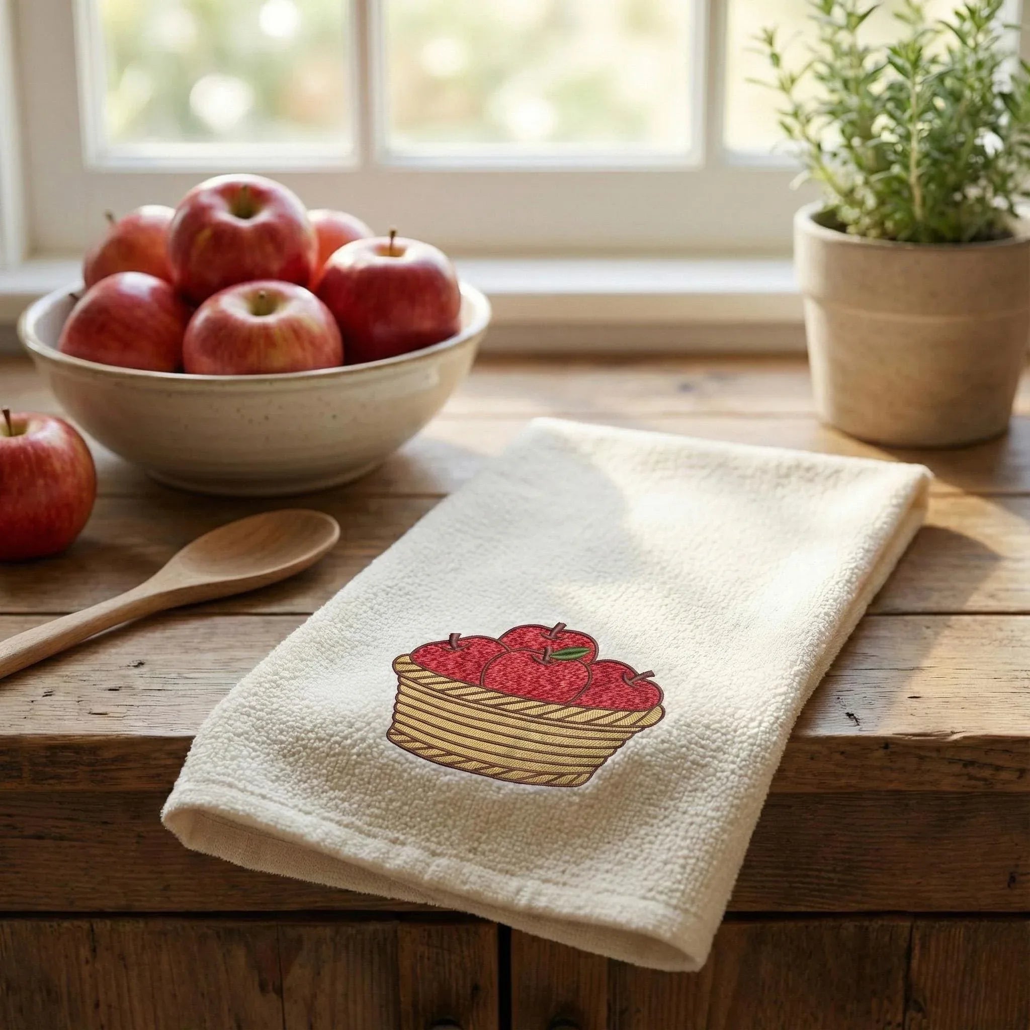 Apples Basket Embroidery Design, Fall Fruit Machine Embroidery Pattern, Kitchen Decor, Farmhouse Style, 5 Sizes Instant Download PES DST - ReadTee