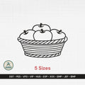 Apple Basket Outline Embroidery Design, Farmhouse Kitchen Fruit Pattern, Fall Harvest Redwork, Minimalist Sketch, 5 Sizes Instant Download - ReadTee